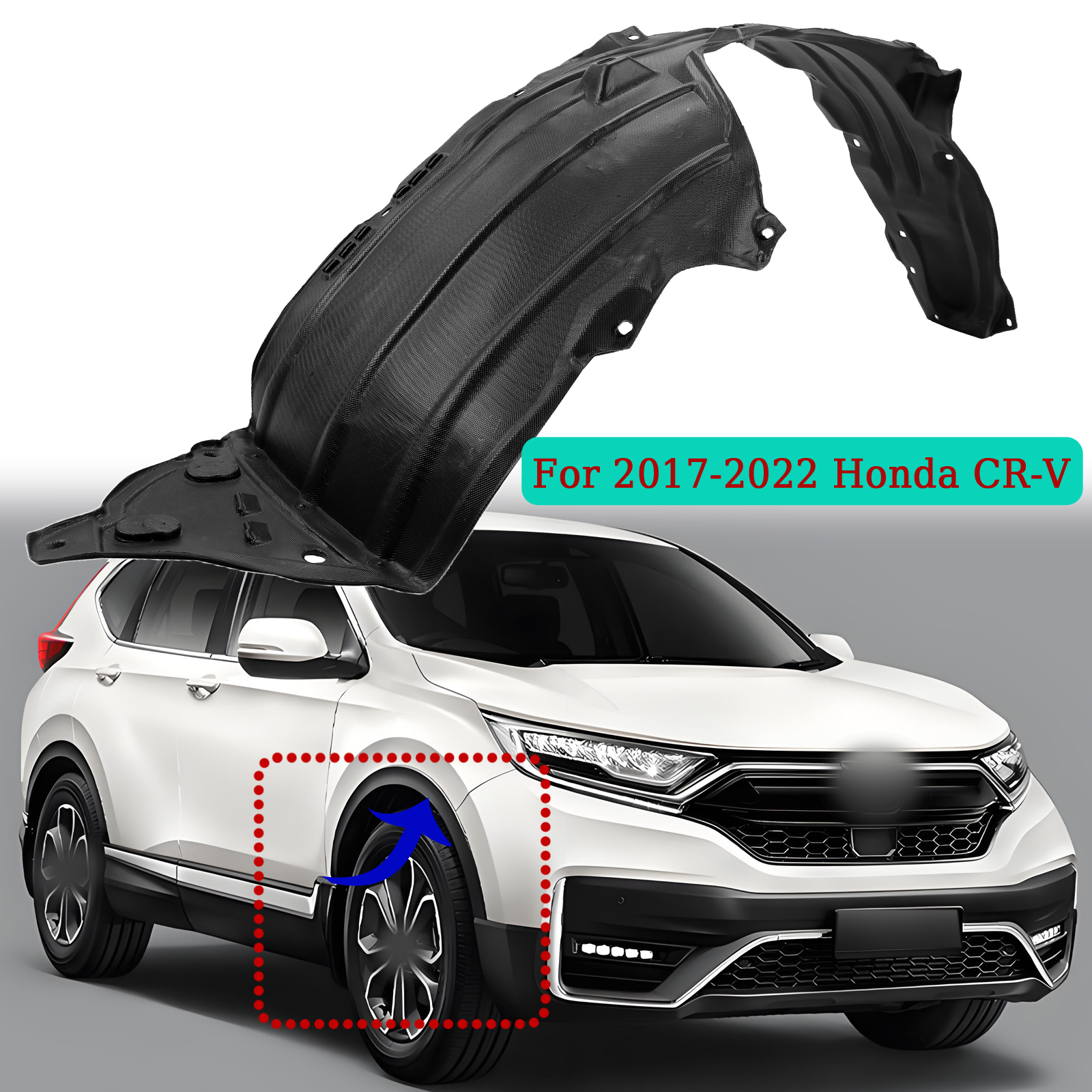 Front Passenger Side Fender Trim For Honda CR-V 2017-2022 – Textured Black Direct Replacement