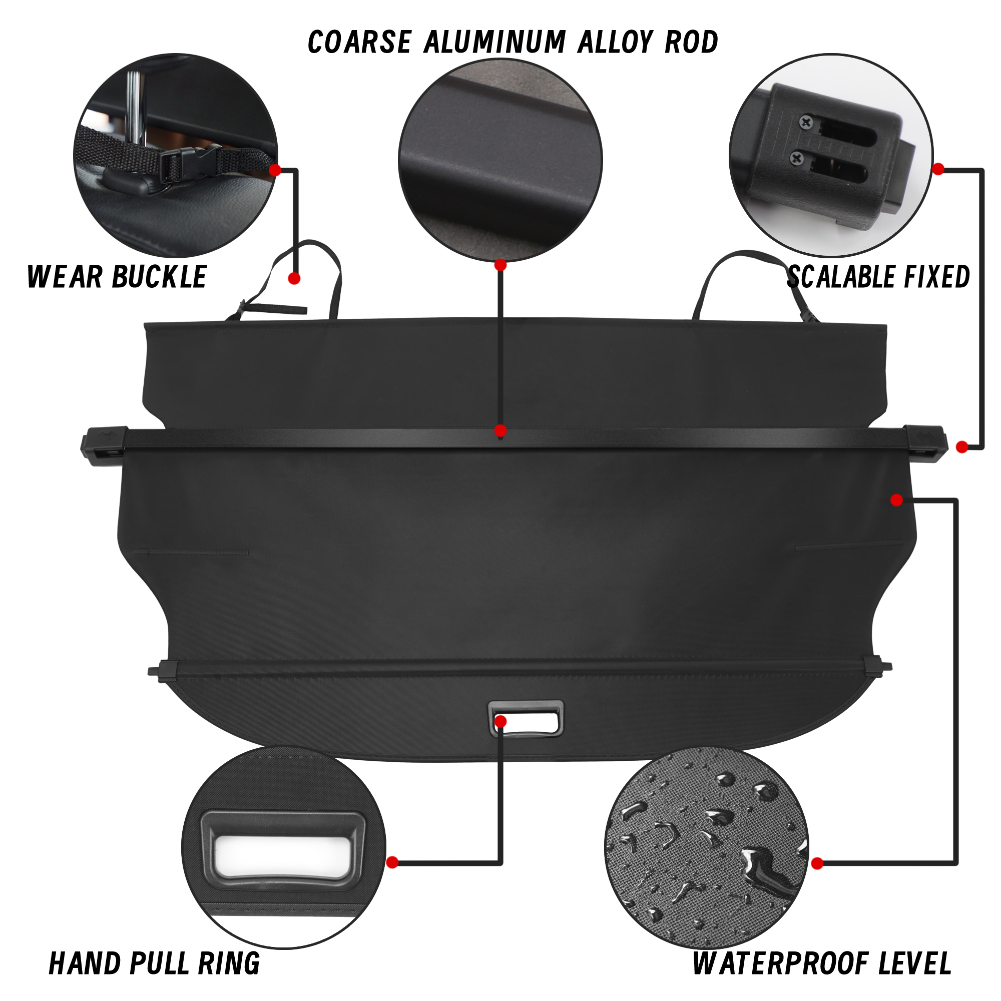 Étagère Rétractable Coffre Pour Nissan Murano 2015-2023 - Toile Et Aluminium, Rangement Séparé Bagages, Protection UV - 12