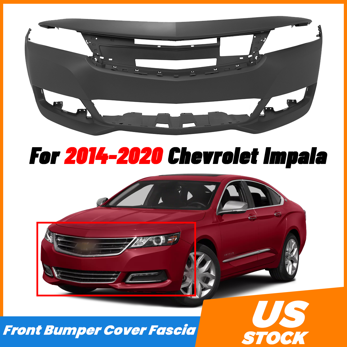 thumbnail image 2 of Primed Front Bumper Cover Facial For Chevy Impala 2014-2019 (LS, LT, LTZ, Eco) - FitParts Direct Replacement 2 of 3