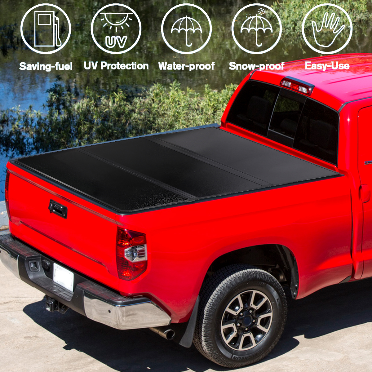 Tri-Fold 5Ft Hard Truck Bed Tonneau Cover For 2015