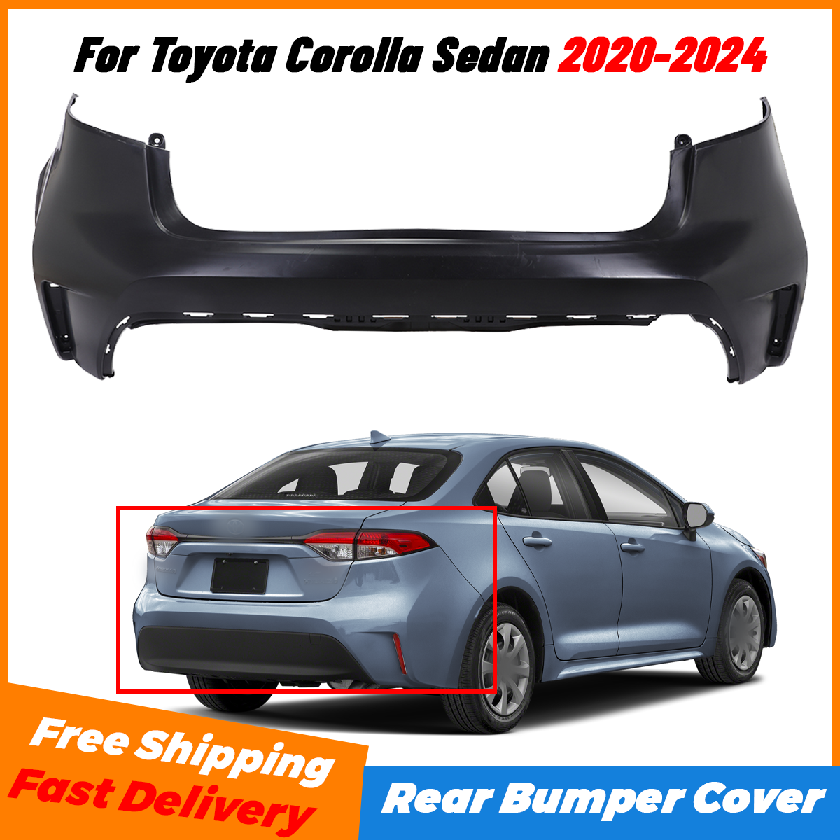 52159-0X927 Bumper Cover Fascia Rear Sedan for Toyota Corolla 2020