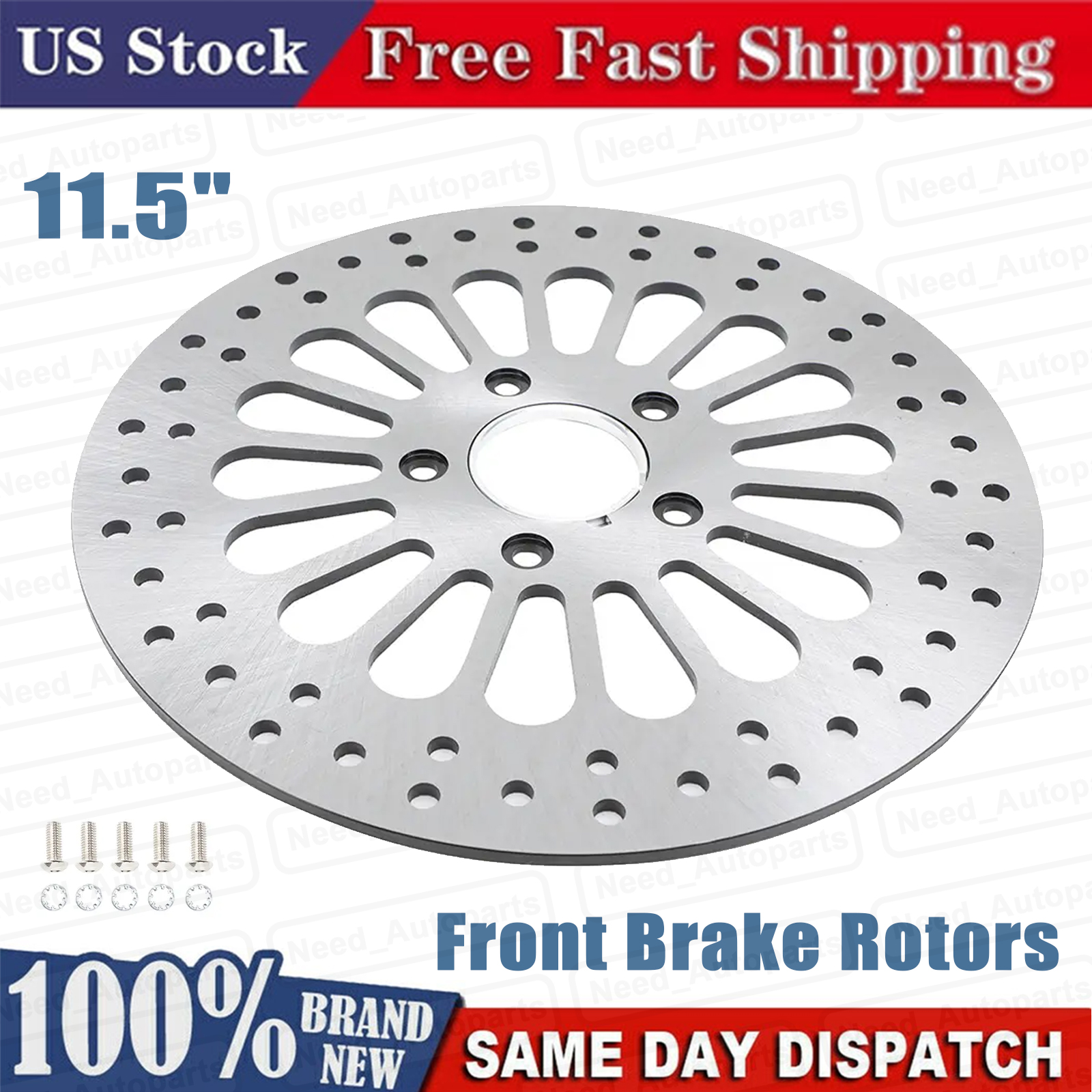 Harley Touring Dyna Rotors Pair Of 11.5" Mirror Polished Brake Rotors &ndash; Front &amp; Rear For Harley Touring &amp; Dyna Models CRUIANAR Motorcycle Rotors