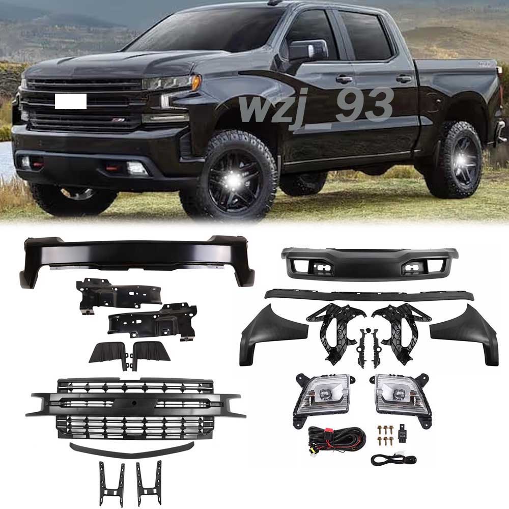LABLT Front Steel Bumper For 2019-2021 Chevrolet Silverado 1500 – Chrome – Without Park Assist Holes
