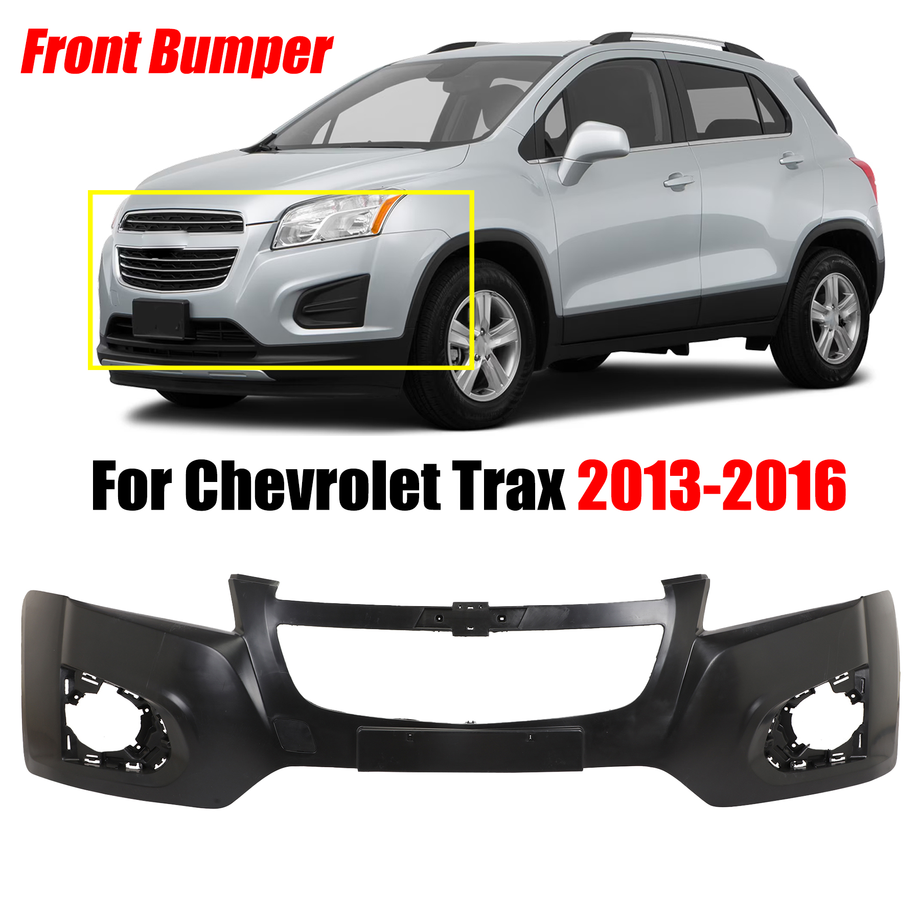 NEW Primered - Front Upper Bumper Cover Fascia for 2015 2016 Chevy