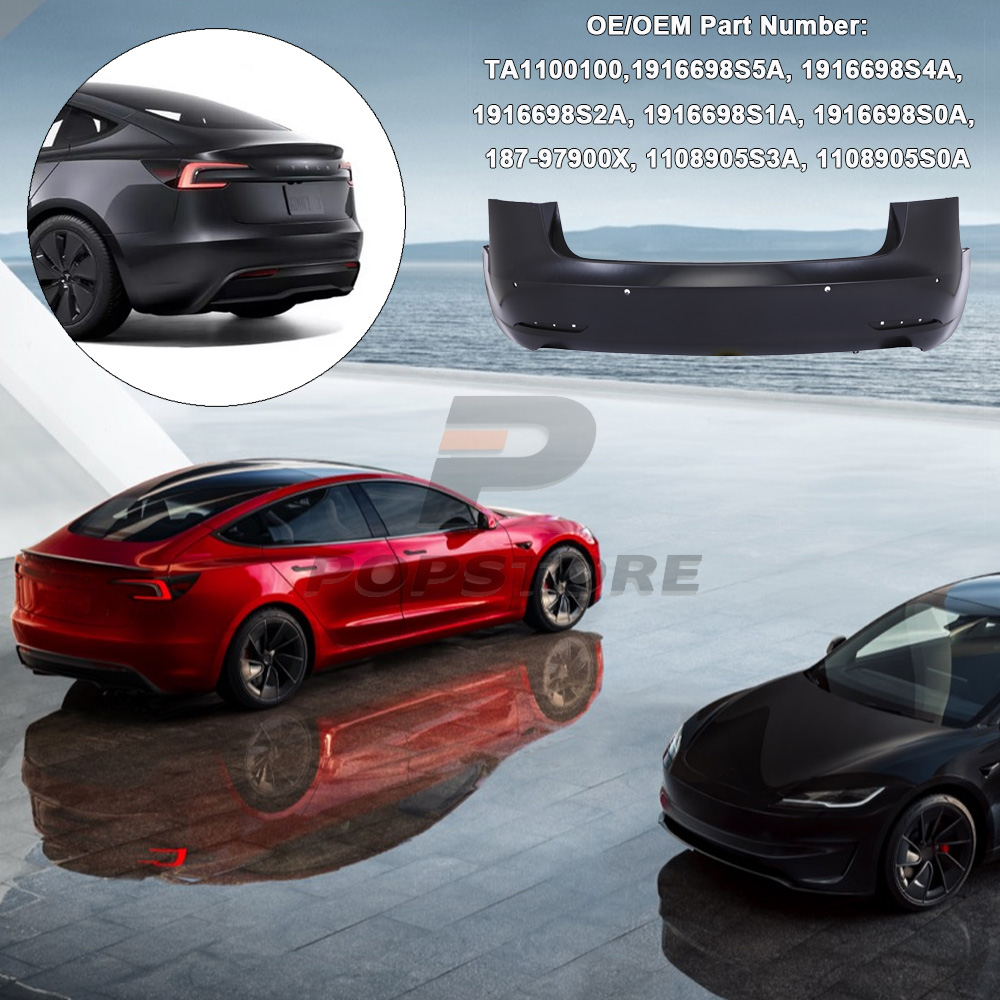 Tesloid Tesla Model 3 Front Bumper Fascia - Full Replacement Bumper - Painted White (PPSW) - WITH Parking Assist Brackets | Strictly Auto Parts
