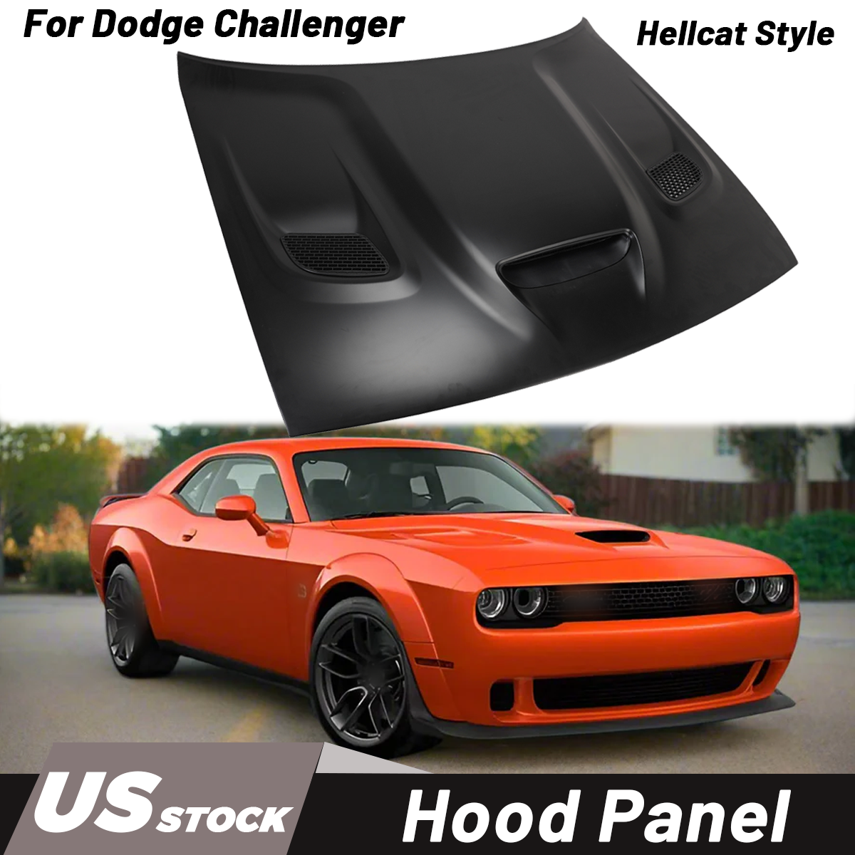 アベルト・カトーページ Hood Panel For 2008-2023 Dodge Challenger Hellcat Style 68259672AD