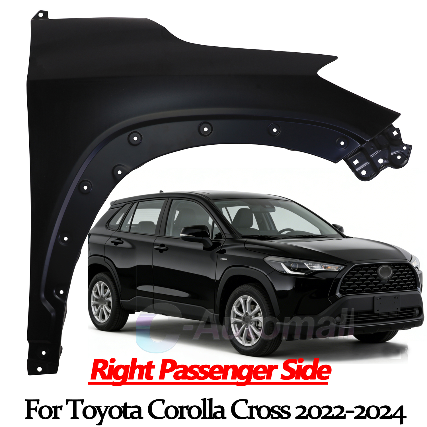 Passenger Side Front Fender Panel – Fits 2022-2024 Toyota Corolla Cross – Steel, Bolt-On