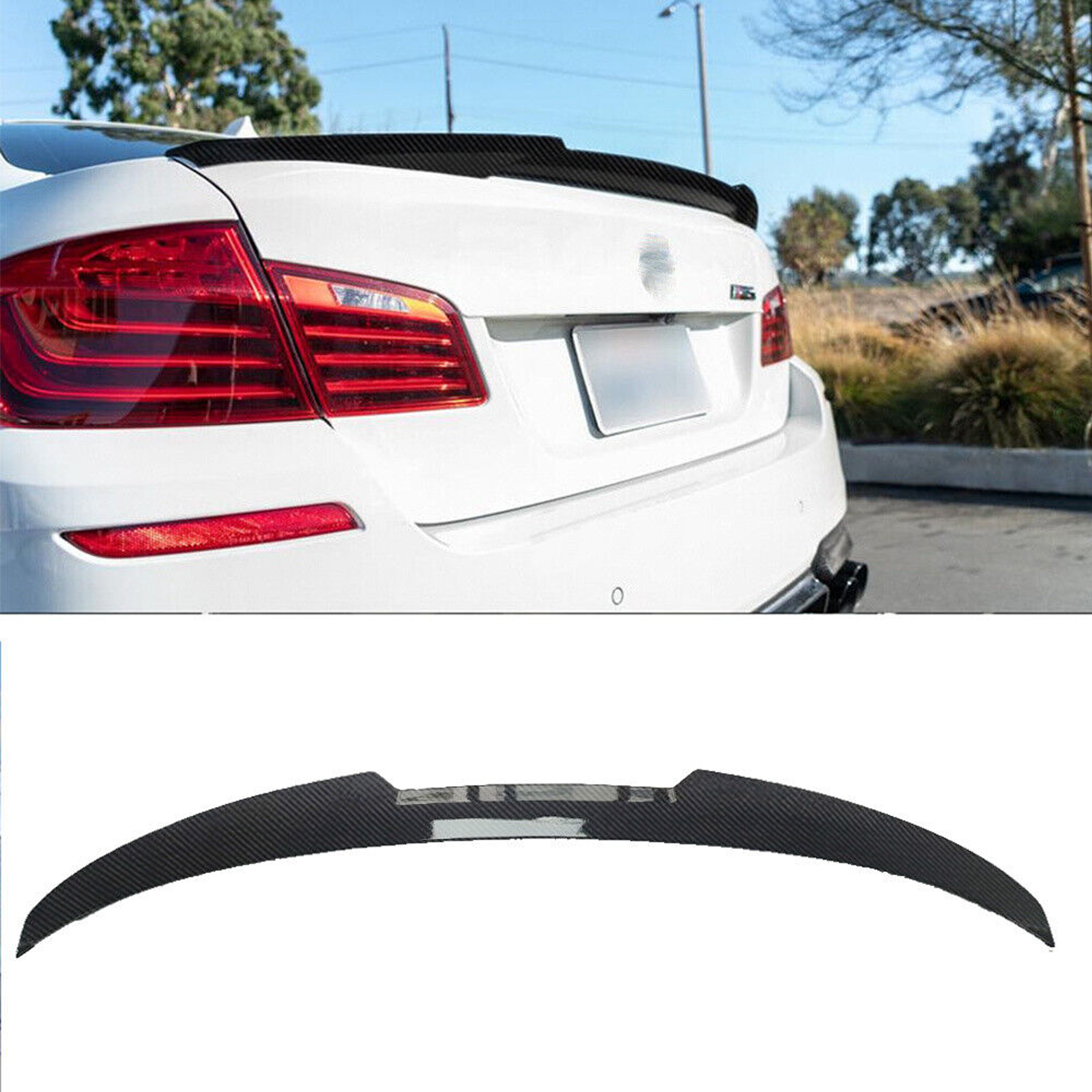 FOR 10-16 BMW 5 Series F10 M4 Style Rear Trunk Lip Spoiler Wing Carbon Look