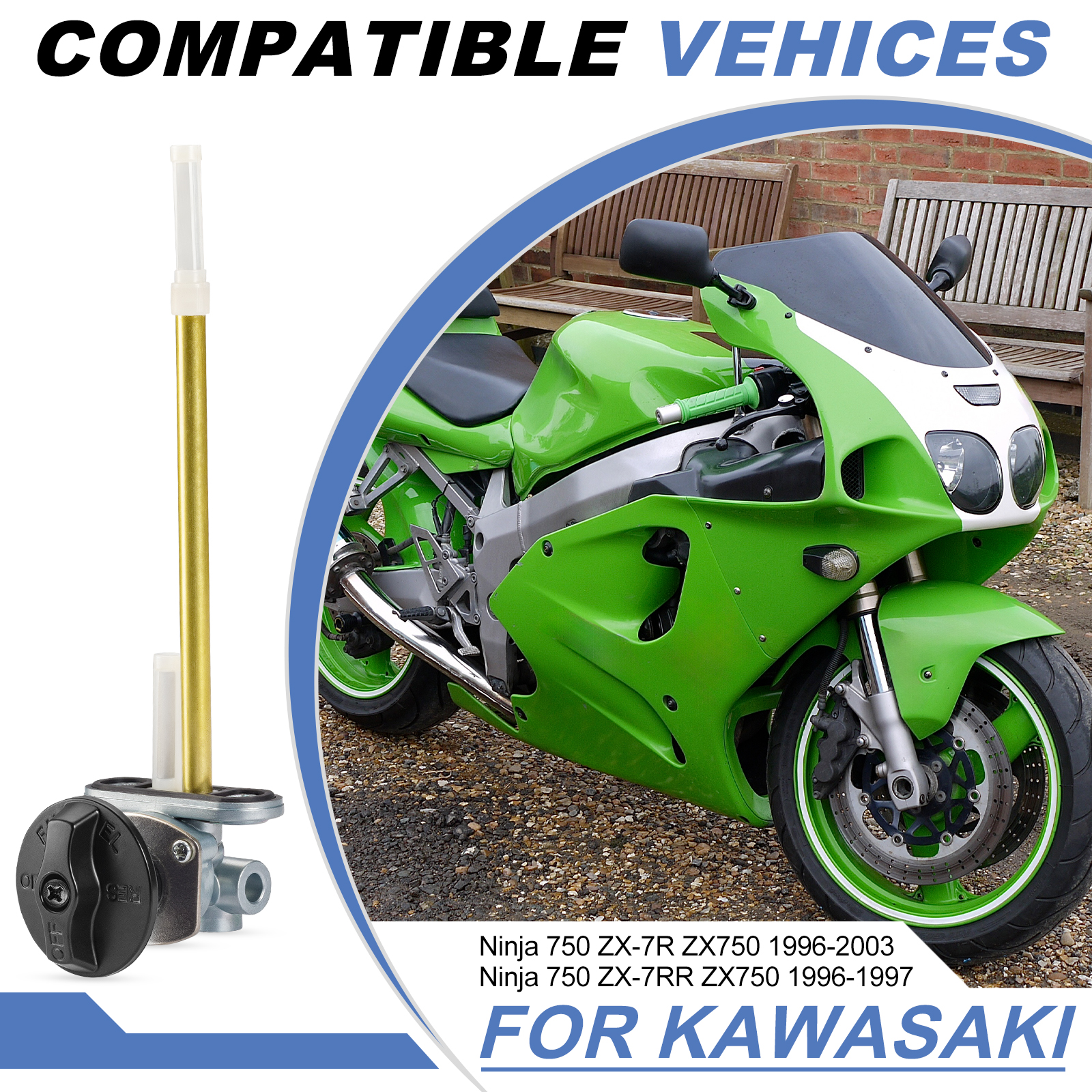 Fuel Tank Petcock Valve With Knob For Kawasaki Ninja ZX7R ZX7RR