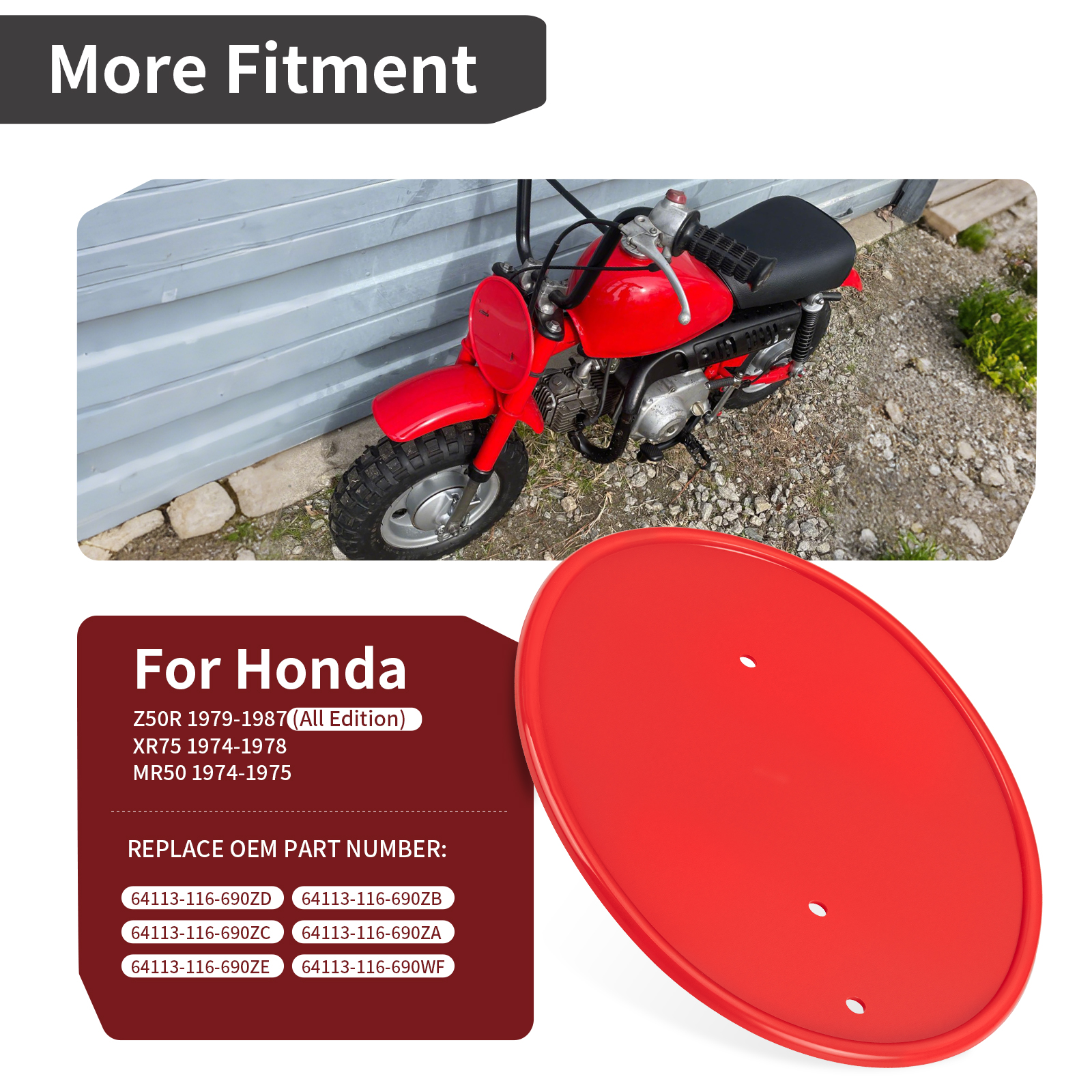 Red Front Side Number Plate For Honda Z50R 1979-1987 XR75 1974