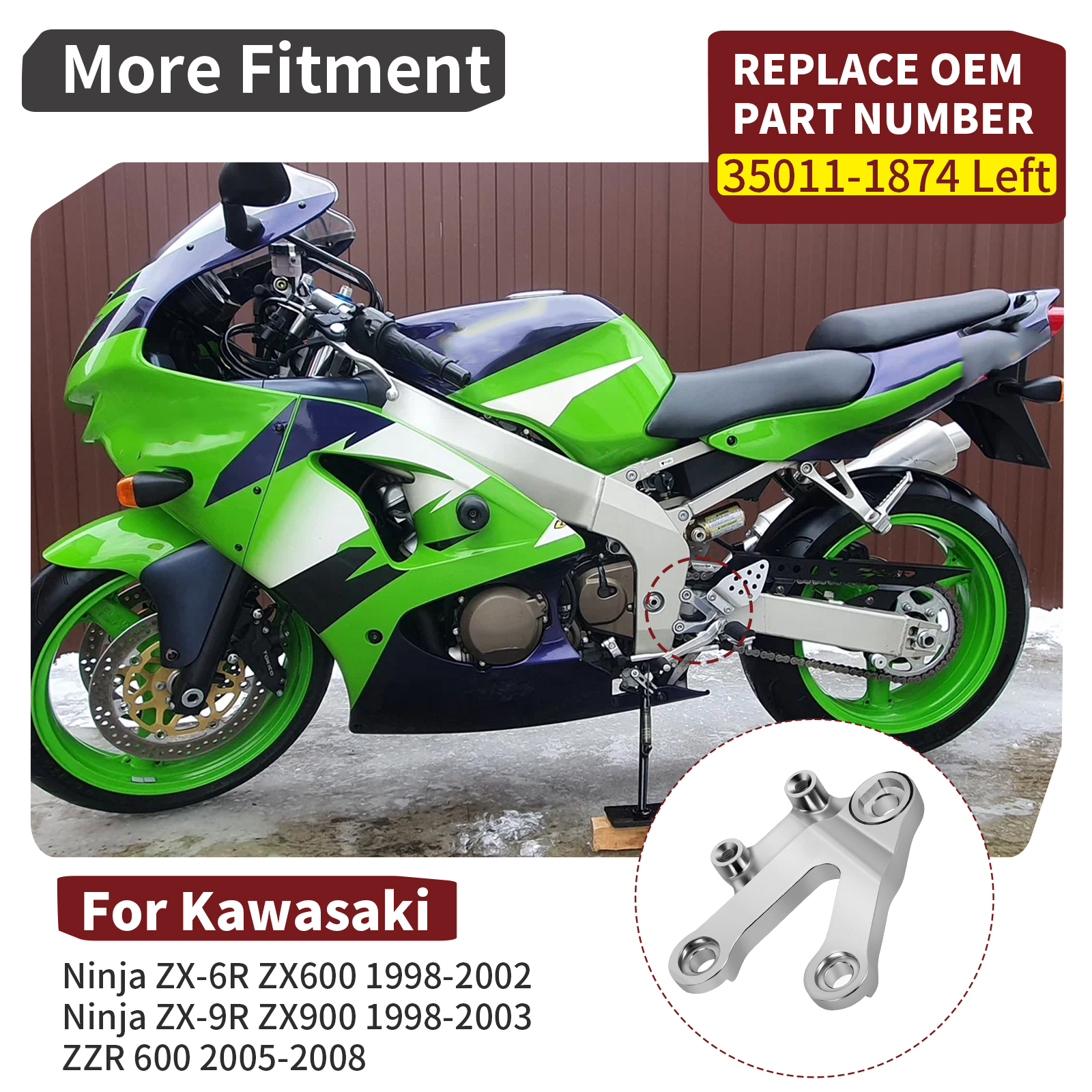 NEW 1998 - 2008 FOR KAWASAKI NINJA ZX 6R 9R ZZR600 LEFT FOOTPEG