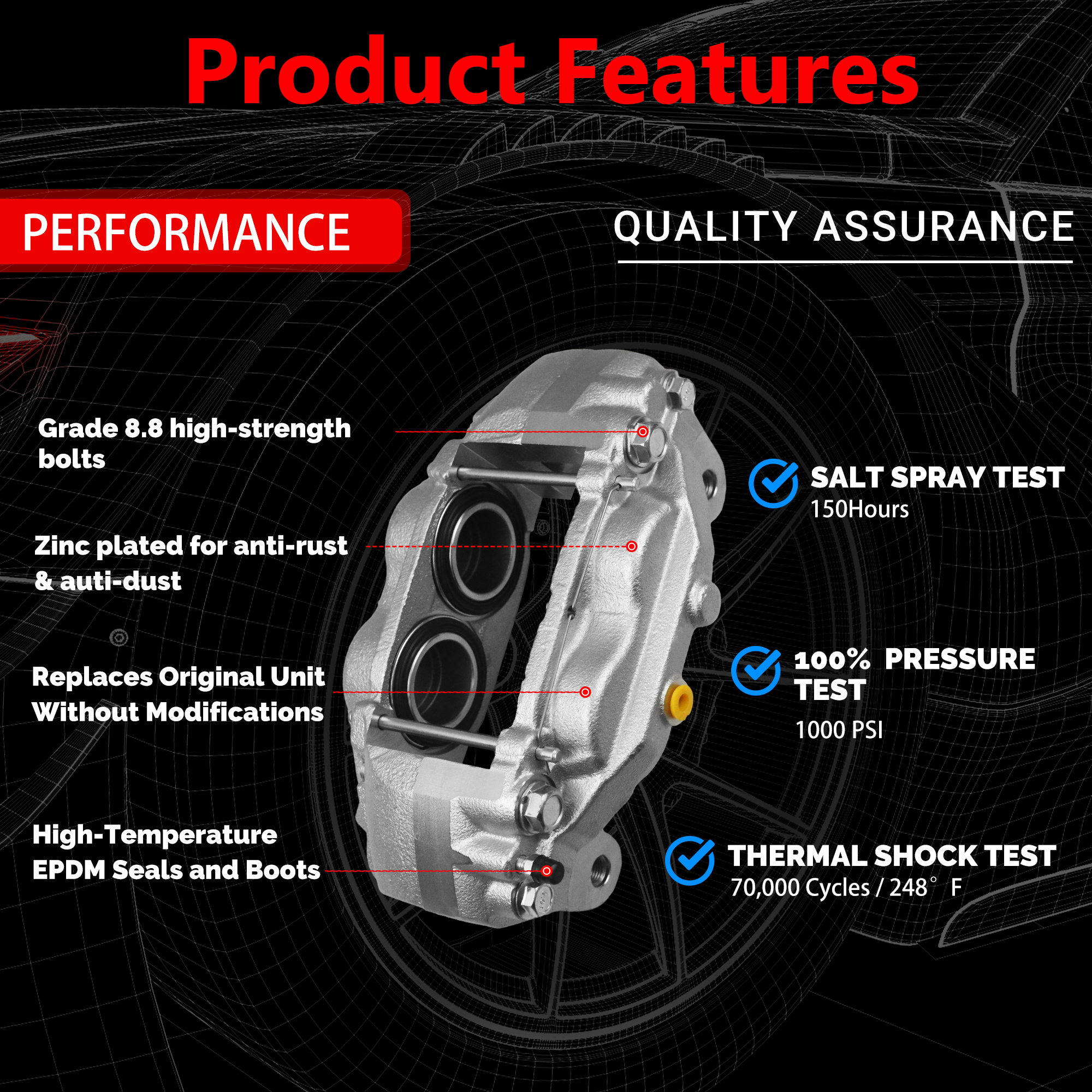 Pair Of Front Brake Calipers For Jeep Cherokee, Grand Cherokee, Wrangler TJ – Left & Right – Autopartszone