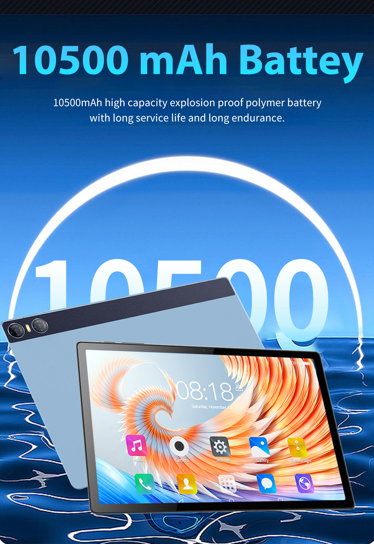 Tablet 11 Inch Android 13 Screen 2K Tablet Octa-Core 2.0 GHz,16GB RAM+256GB  ROM+TF 1TB /2000 * 1200 Pixel/8MP+20MP+2MP Macro/10000 mAh/5G WiFi Metal