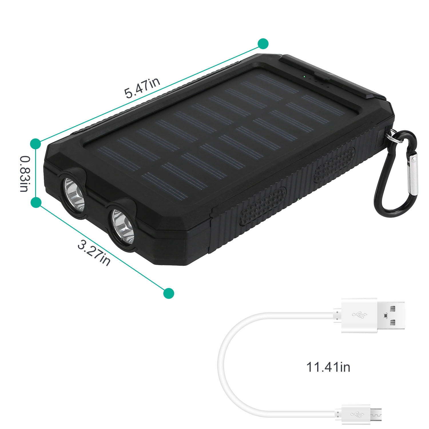 10000mAh Portable Charger Solar Power Bank External Battery Pack For Cell Phone