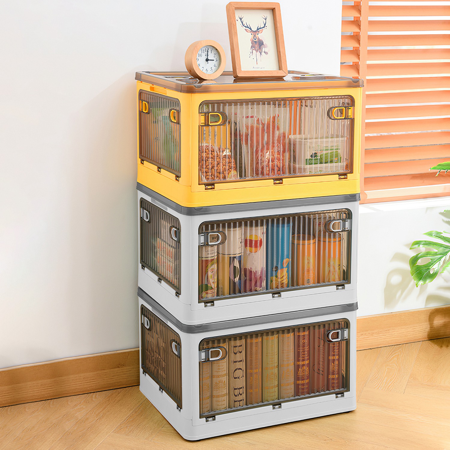 1/8 Pack Stackable Storage Bins with Lid, Closet Organizer and