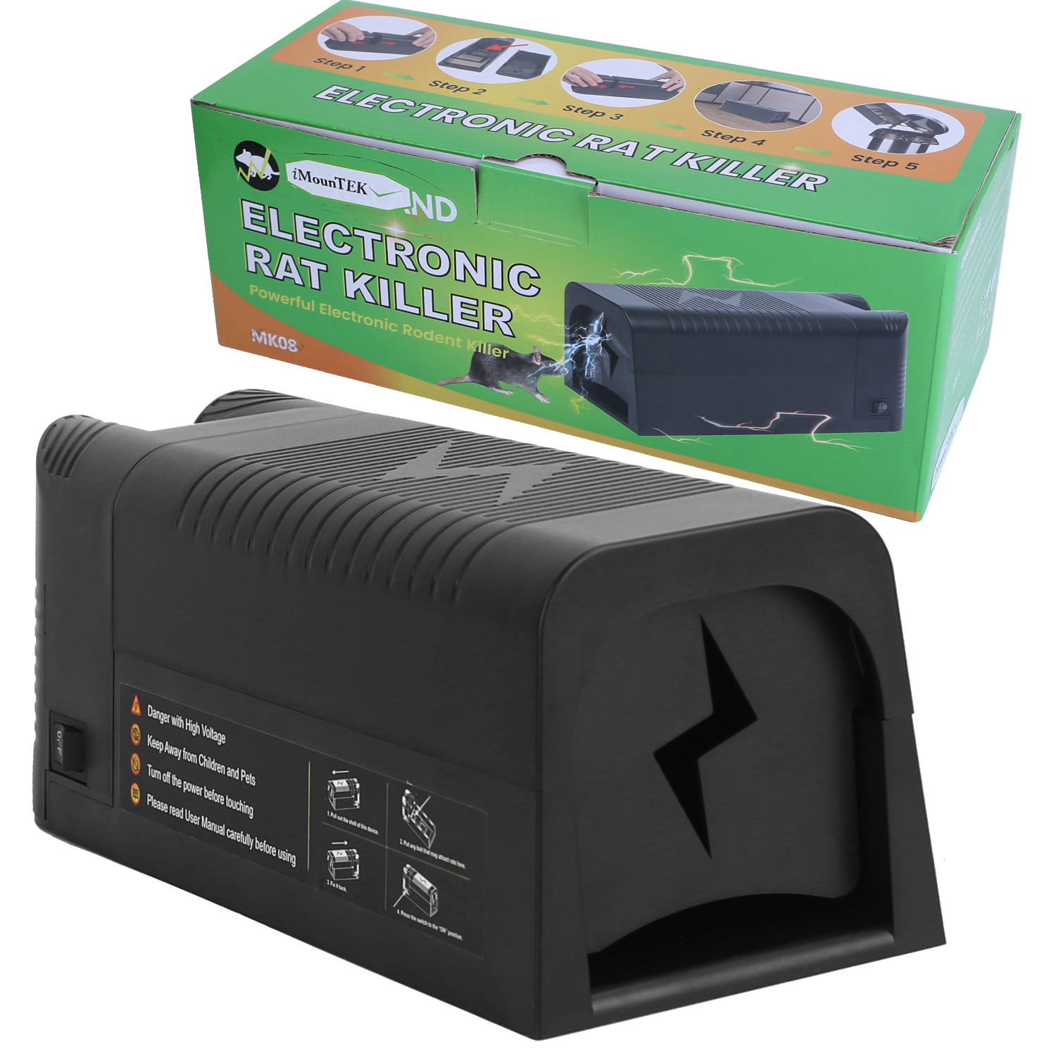 1800V Electric Mouse Trap Pest Control Rat Killer Rechargeable