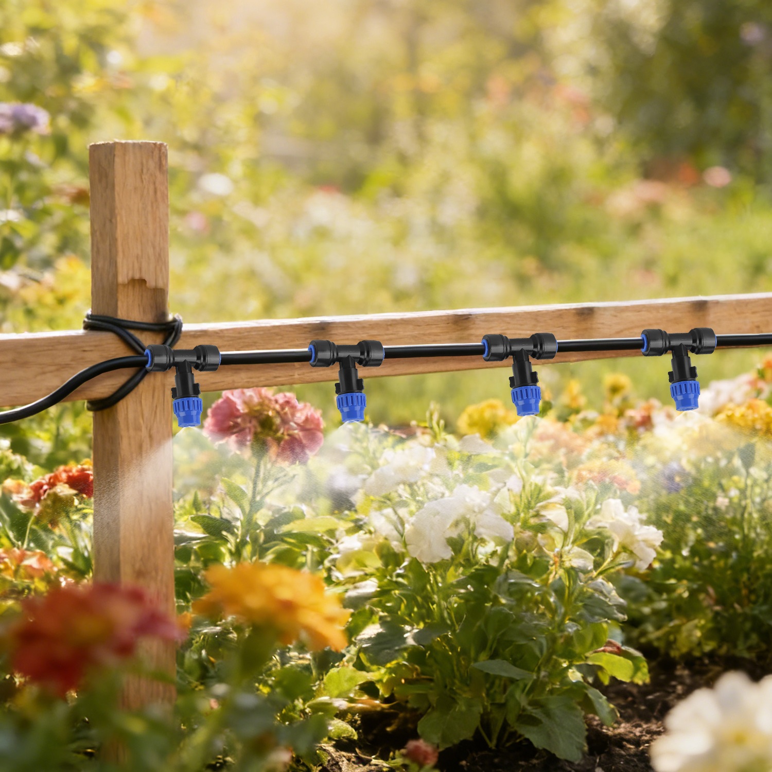 75FT Mist Drip Irrigation System with Adjustable Misting Nozzle Quick Connect