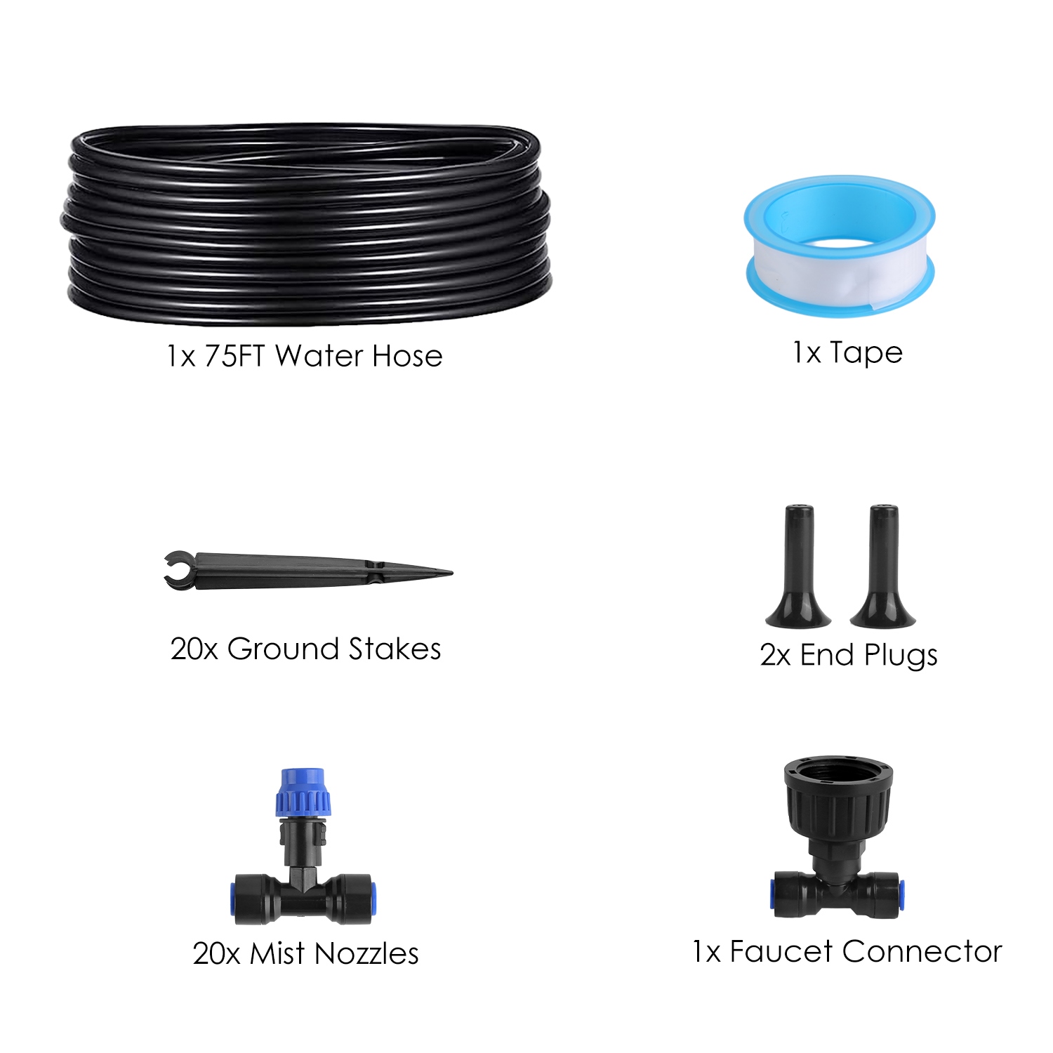 75FT Mist Drip Irrigation System with Adjustable Misting Nozzle Quick Connect