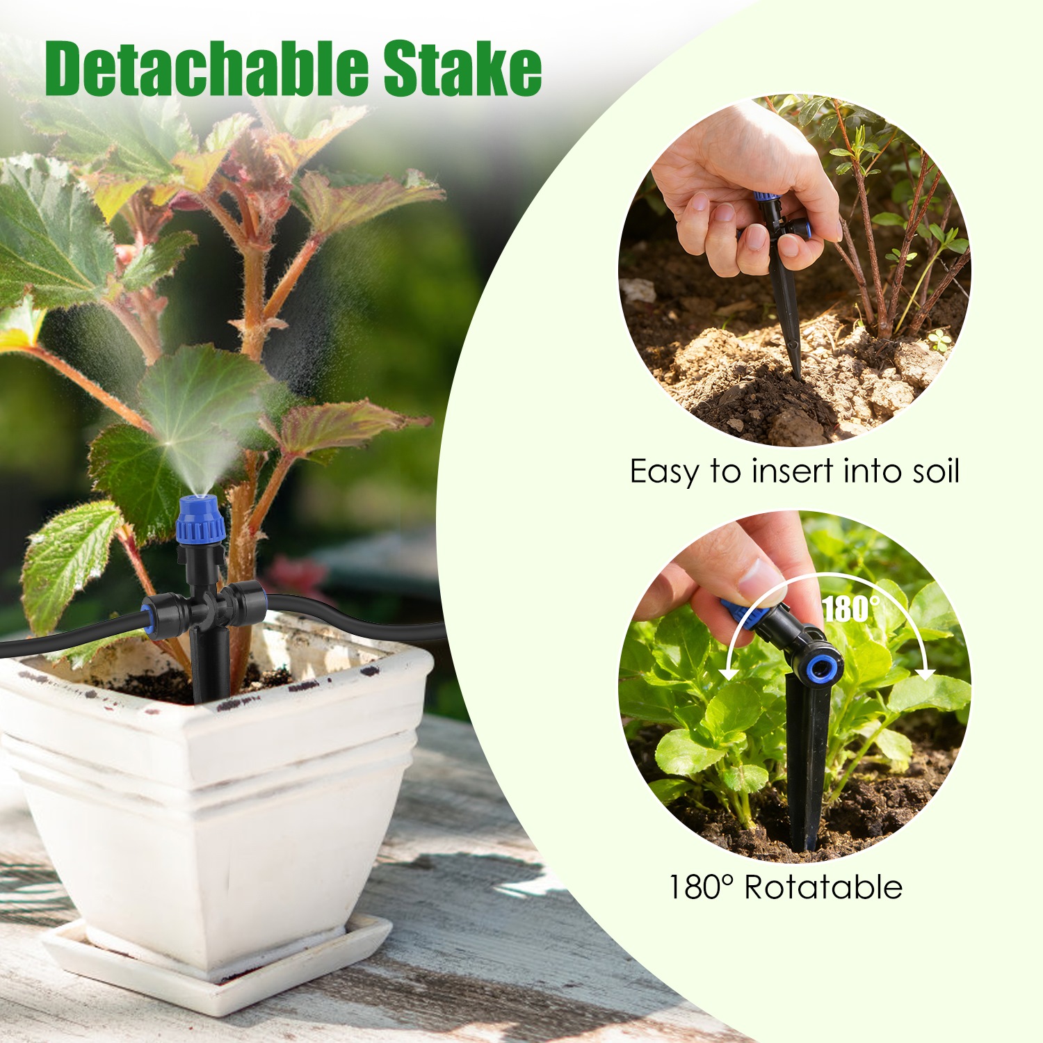 75FT Mist Drip Irrigation System with Adjustable Misting Nozzle Quick Connect