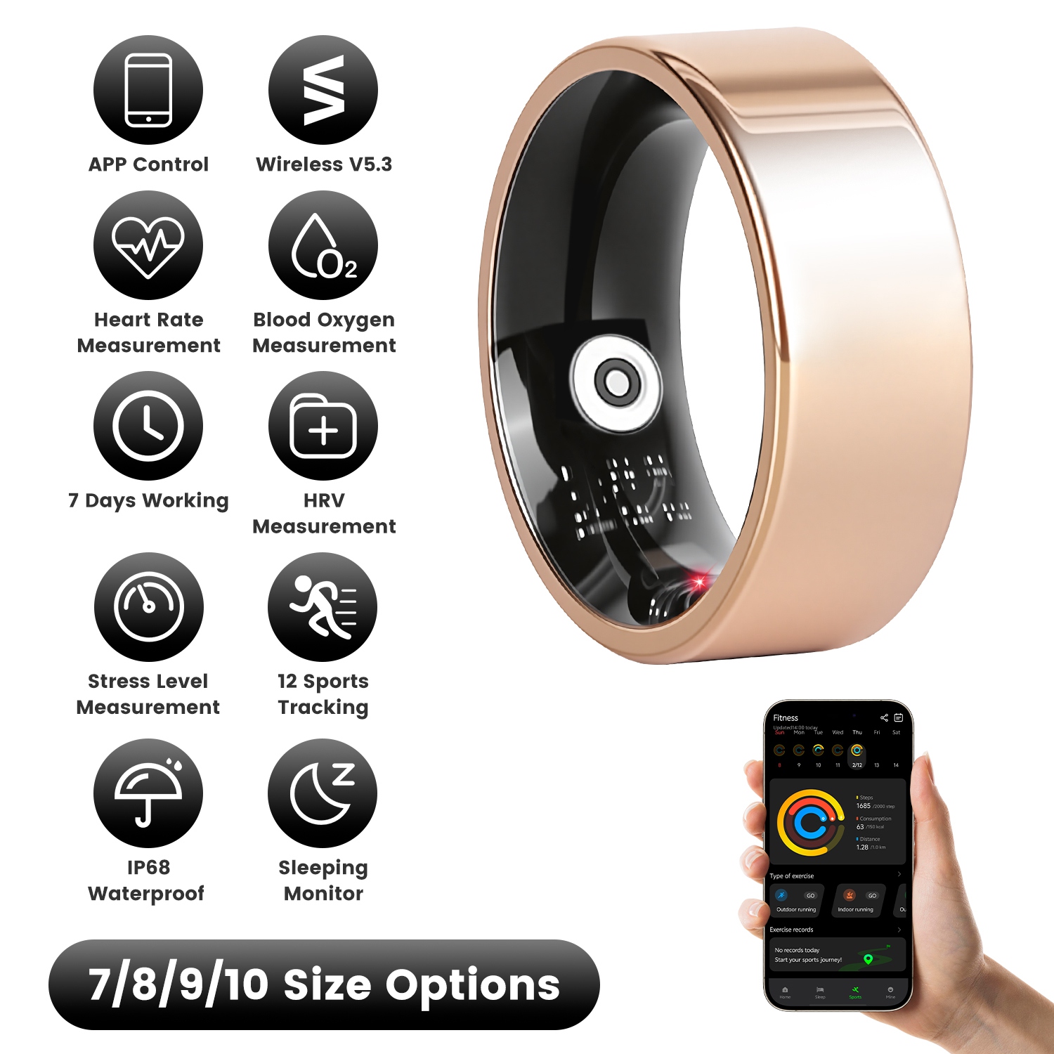 как выглядит Smart Ring Health Tracker With 7-Day Lasting Battery Life Sleek Sleep Monitoring фото