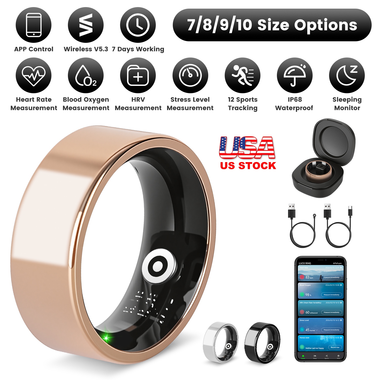 как выглядит Smart Ring Health Tracker With 7-Day Lasting Battery Life Sleek Sleep Monitoring фото