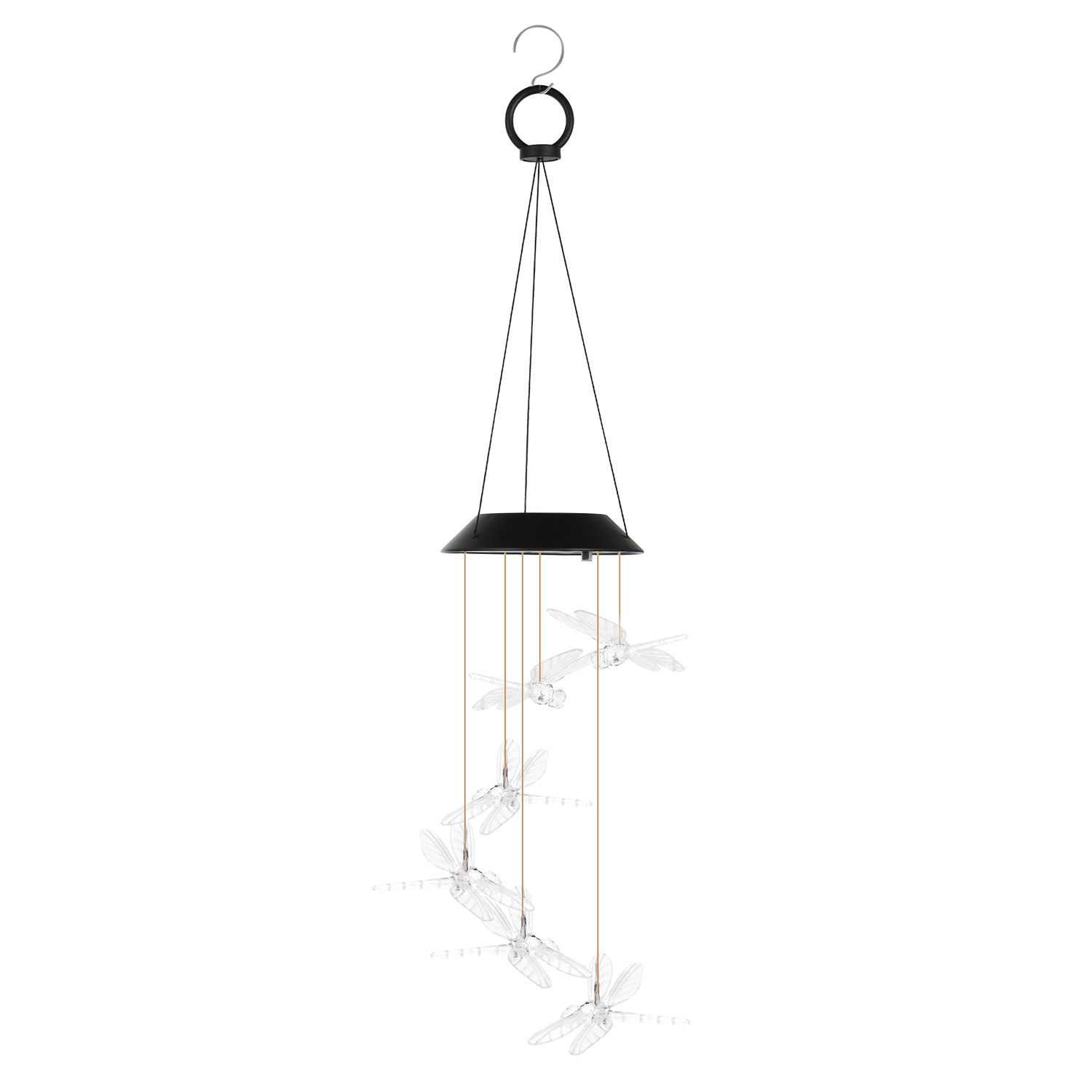 1/2PC Solar Powered Dragonfly Wind Chimes Color Changing Solar Lights Yard Decor