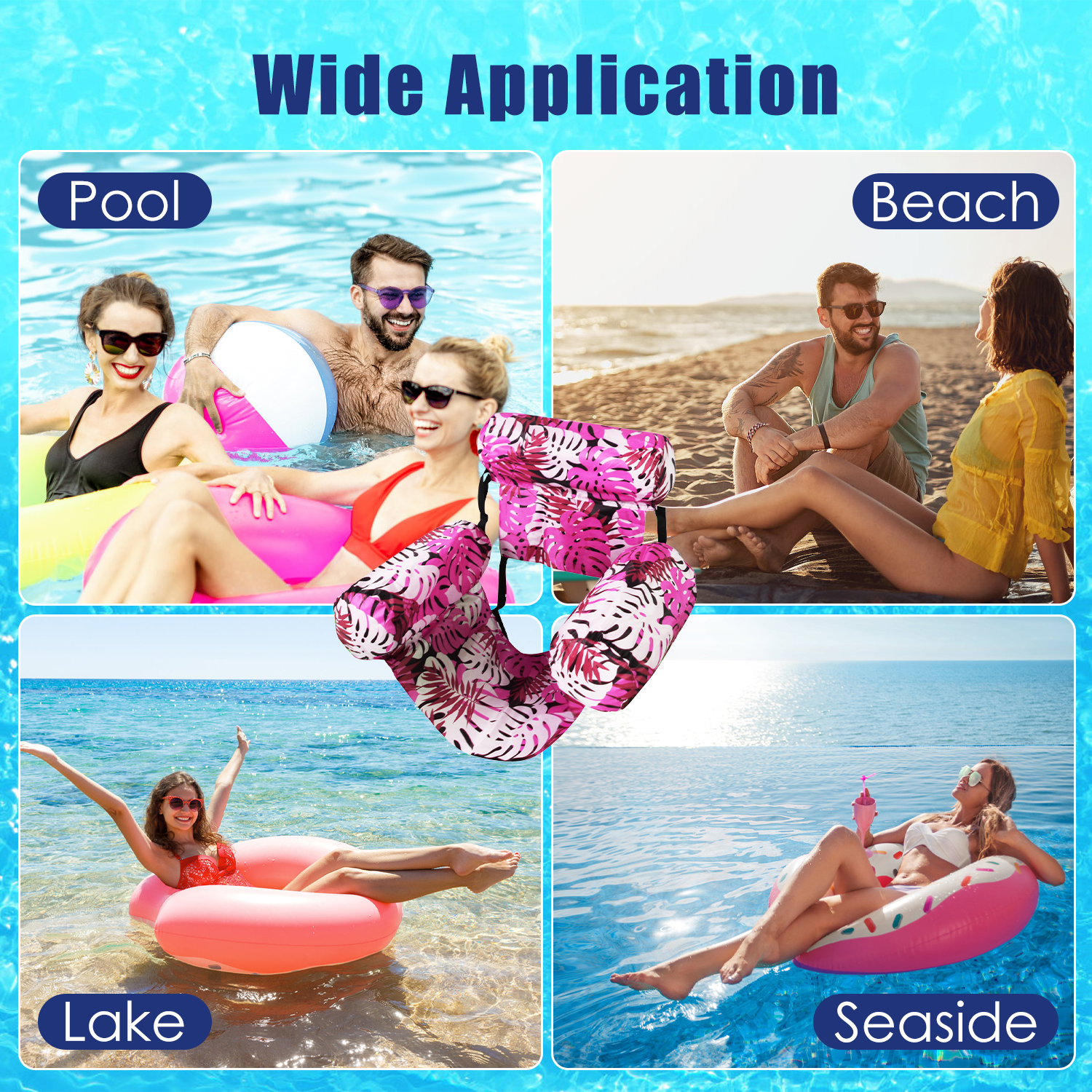 2Pack Inflatable Pool Float Hammock Chairs Lounge Water Fun Beach Floating Chair