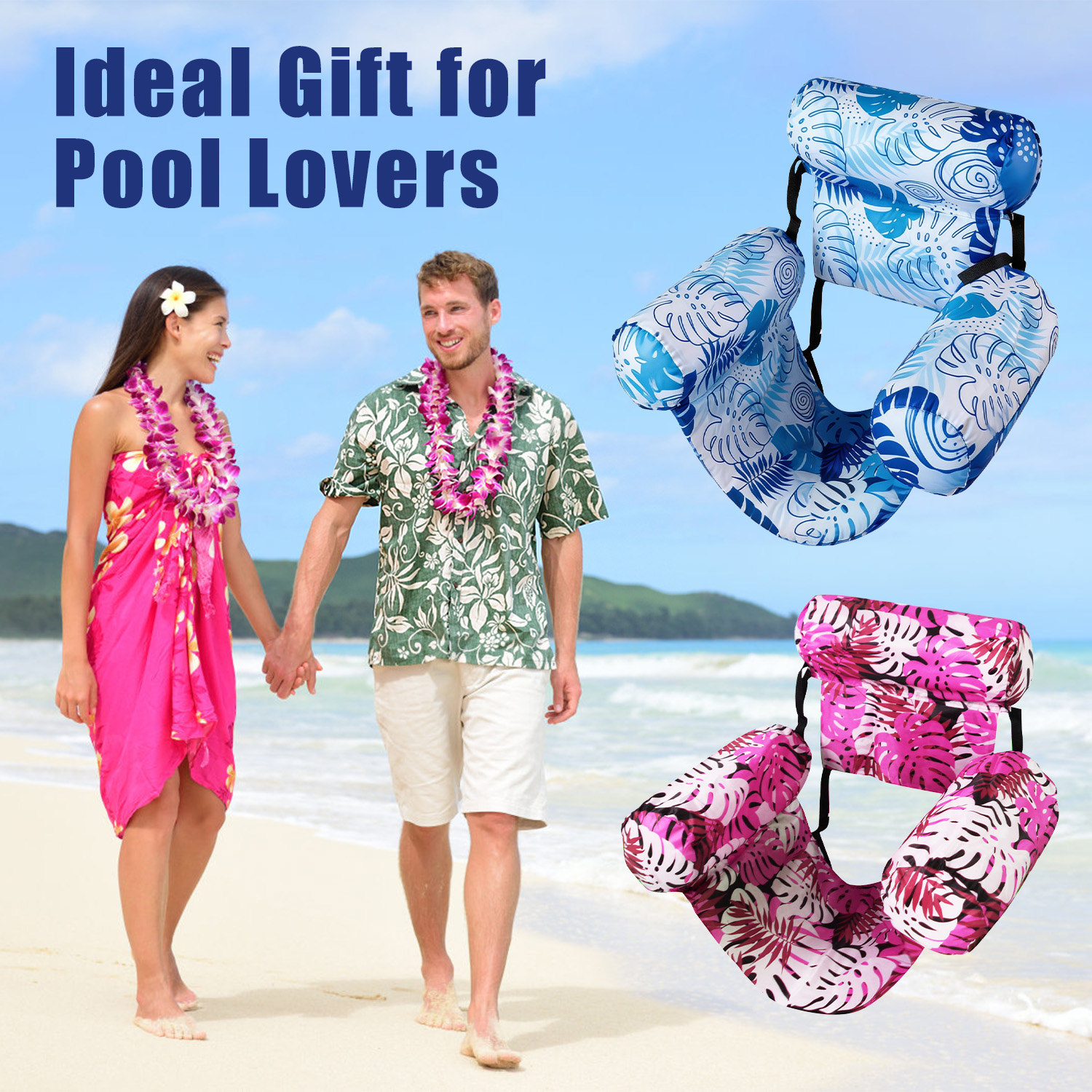 2Pack Inflatable Pool Float Hammock Chairs Lounge Water Fun Beach Floating Chair