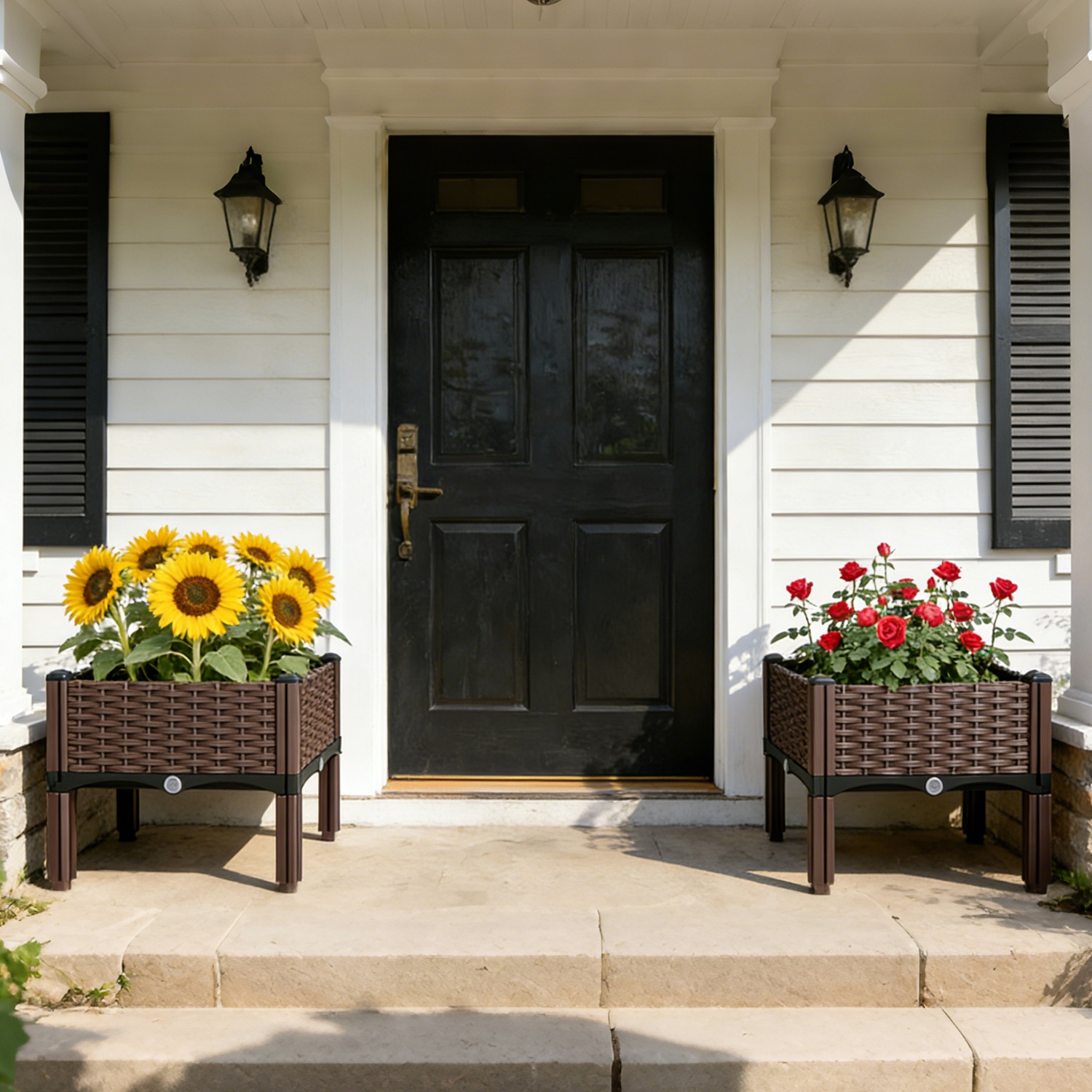 Raised Garden Bed Plastic Planter Box w/ Self-Watering Elevated Design Outdoor