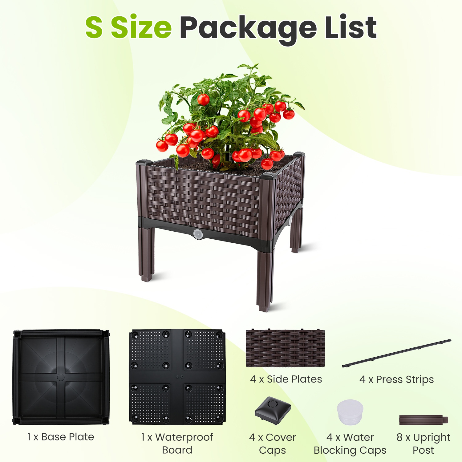 Raised Garden Bed Plastic Planter Box w/ Self-Watering Elevated Design Outdoor