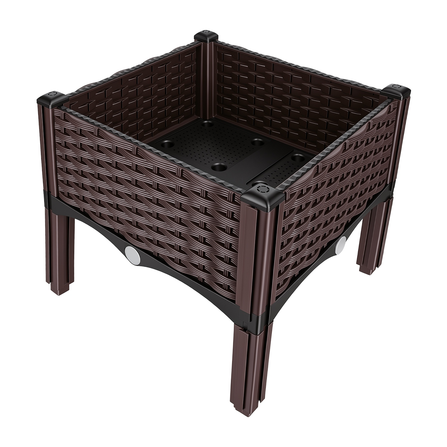 Raised Garden Bed Plastic Planter Box w/ Self-Watering Elevated Design Outdoor