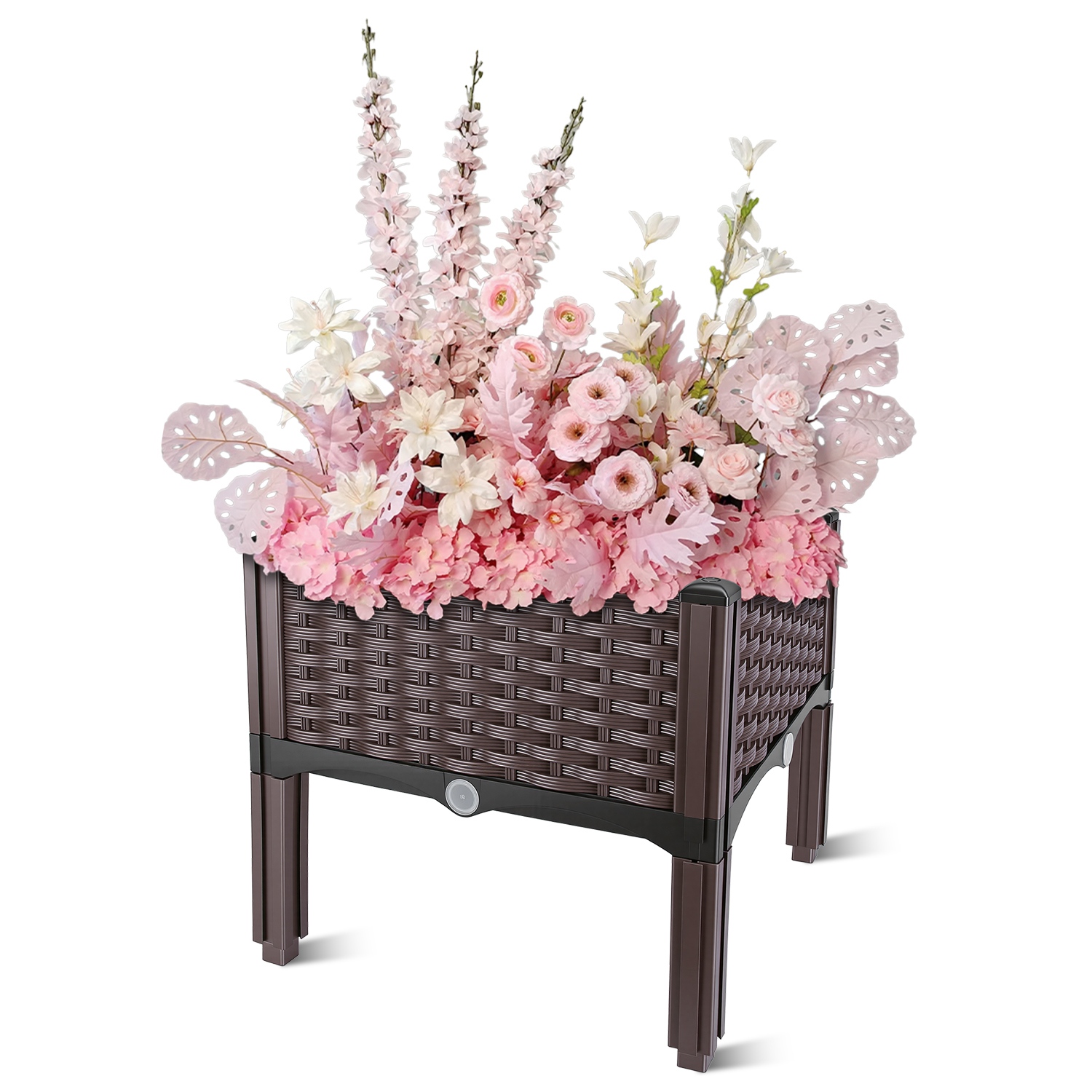 Raised Garden Bed Plastic Planter Box w/ Self-Watering Elevated Design Outdoor
