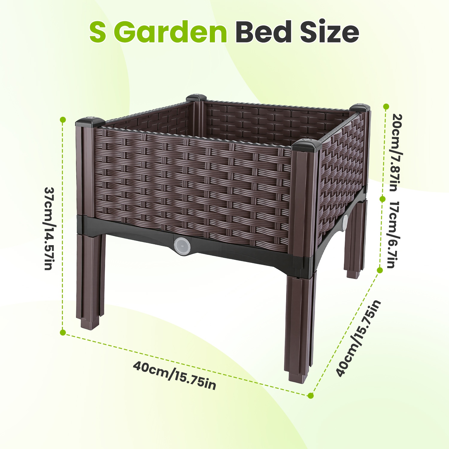 Raised Garden Bed Plastic Planter Box w/ Self-Watering Elevated Design Outdoor