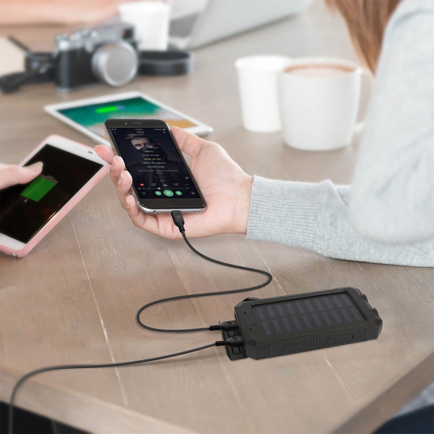10000mAh Portable Charger Solar Power Bank External Battery Pack For Cell Phone