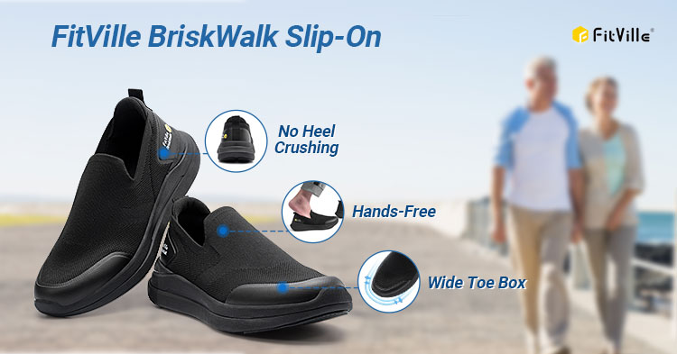 FitVille Men's Slip-On Shoes Extra Wide Walking Shoes Lightweight