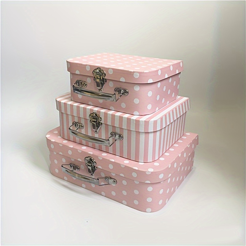 3Pcs Vintage Style Cardboard Suitcase Gift Box Set,Home Organization Storage Box