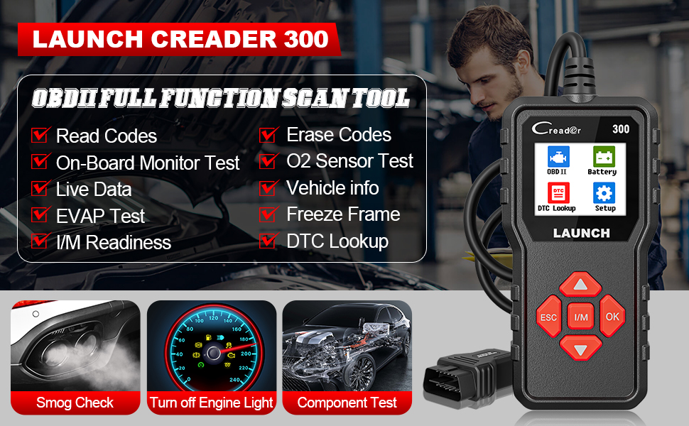 thumbnail image 2 of OBD2 Scanner Scan Tool At300 LED Display Engine Fault Enhanced Check Engine Lights OBD2 For Car Automotive Handheld OBD2 Scanner 2 of 12