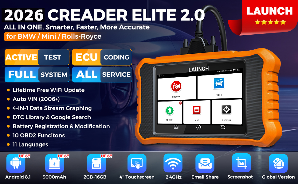 LAUNCH Creader ELITE V2 for BMW Car OBD2 Scanner FULL System