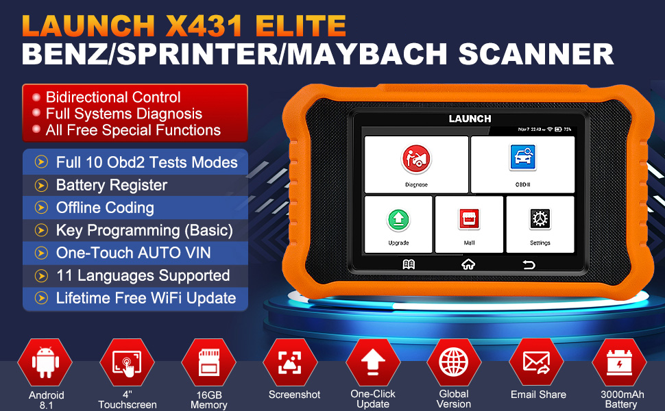 LAUNCH Creader Elite Bidirectional OBD2 Scanner For Mercedes-Benz