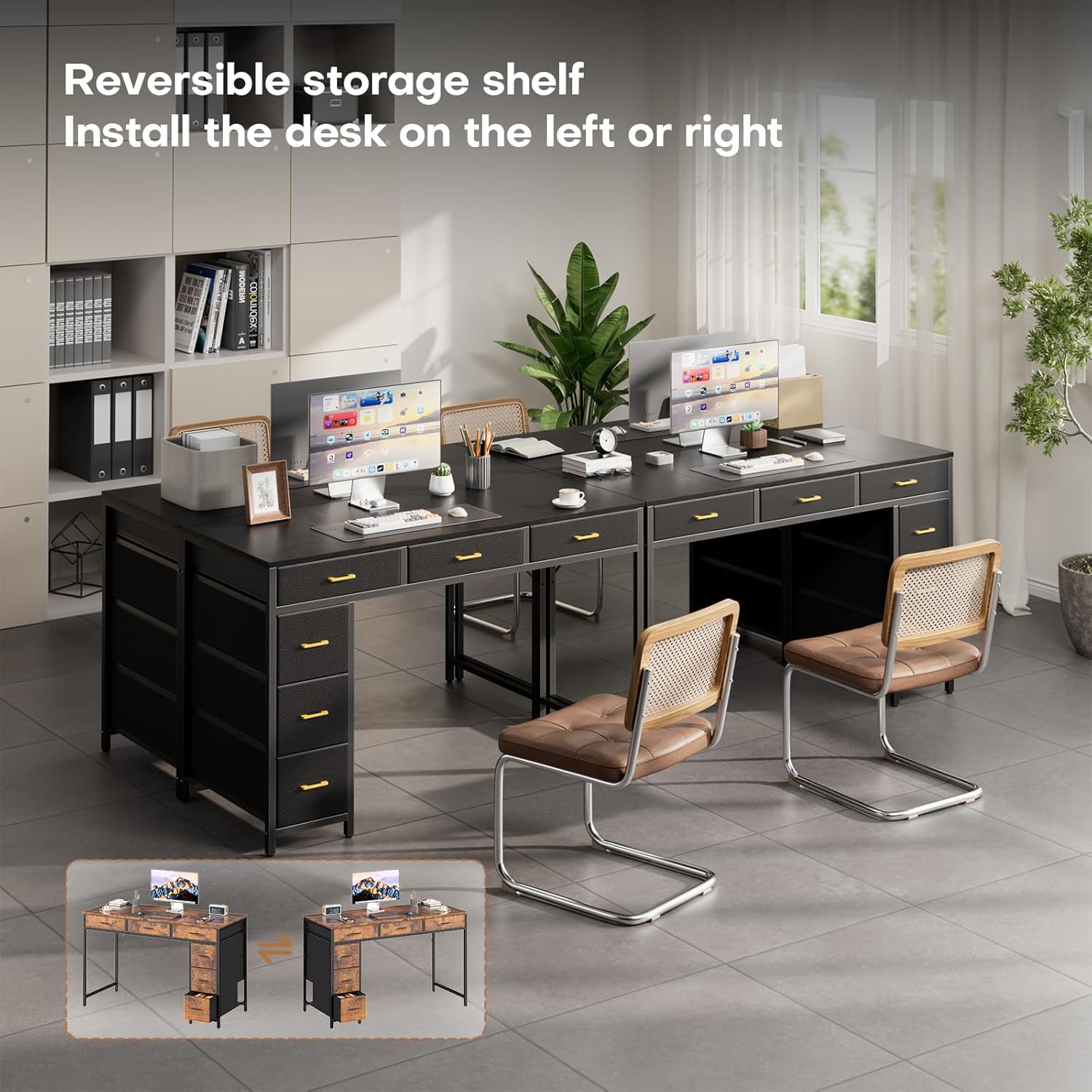 47" Computer Desk with 6 Drawers, Home Office Desk,Work Study Table