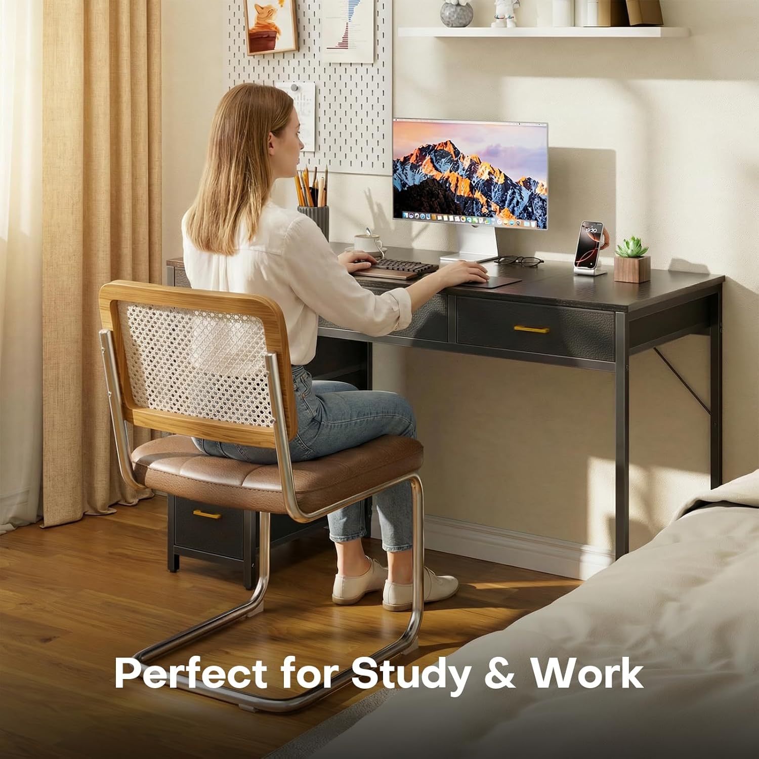 47" Computer Desk with 6 Drawers, Home Office Desk,Work Study Table