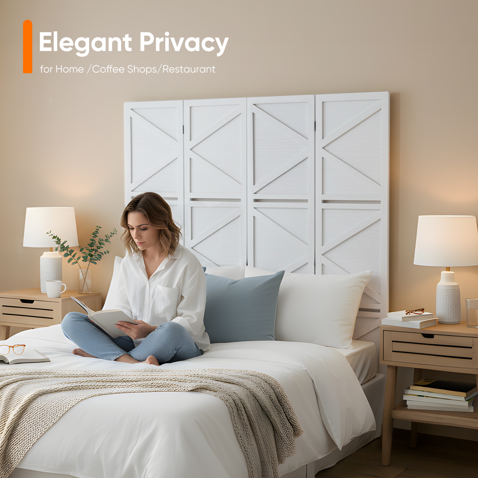 Modern Room Divider with Shelves X-Shape Design Folding Partition 6/4 Panel