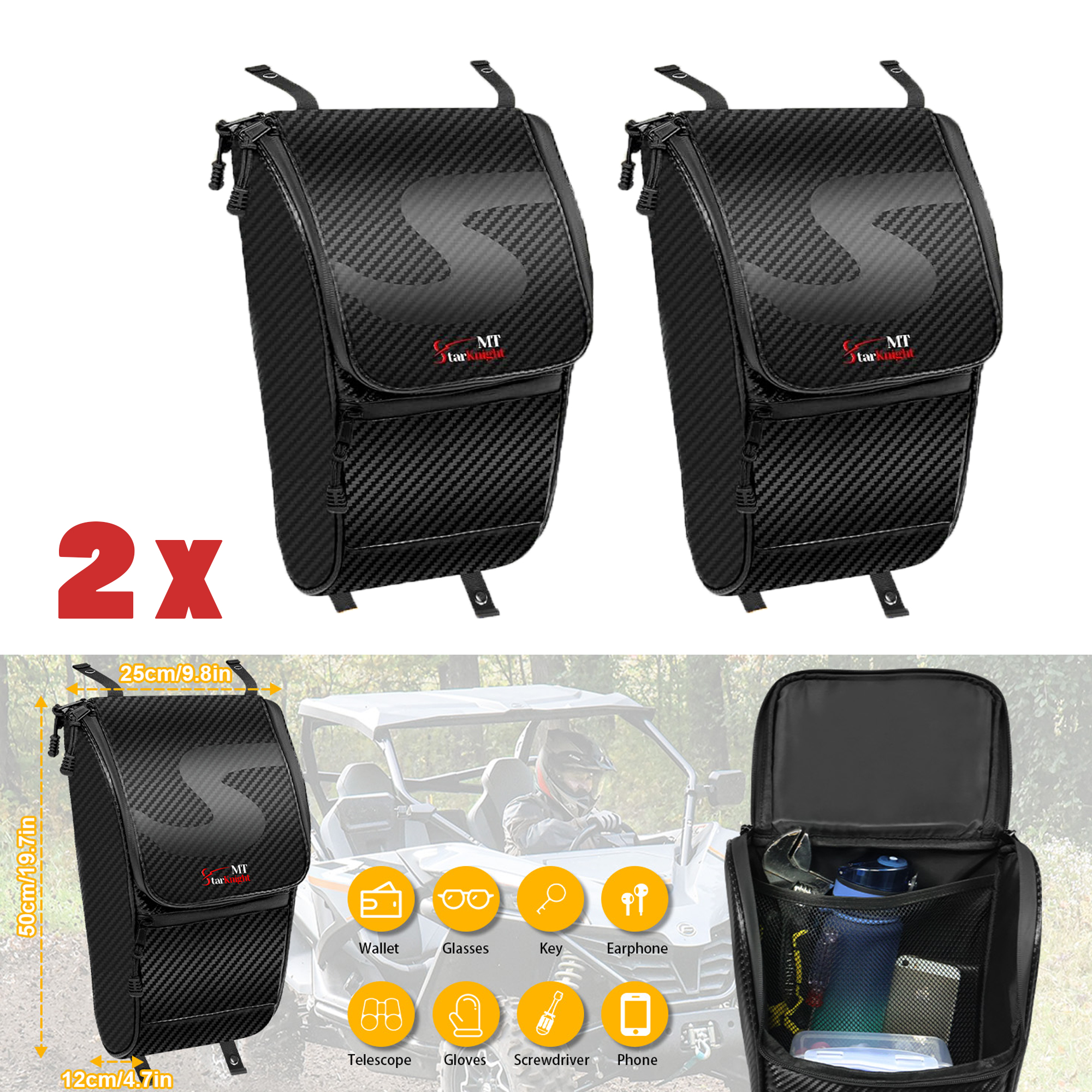   ２５センチプレート２枚 2x UTV Center Console Storage Bags for 2020-2024 CFMOTO Zforce 950
