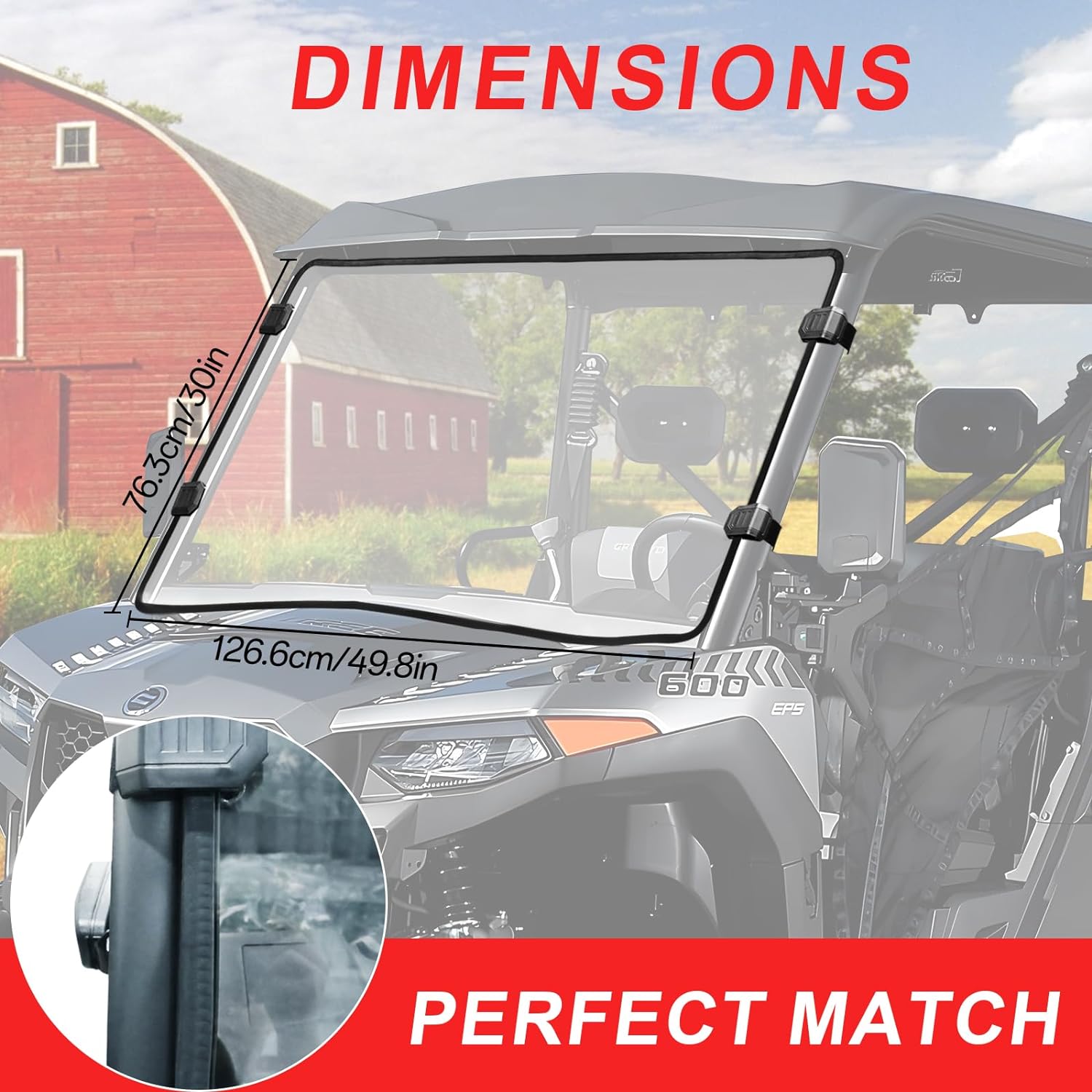 Scratch-Resistant Clear Windshield For CFMOTO UForce 600 (2021-2025) & 800 XL (2025) – Hard Coated - View #2