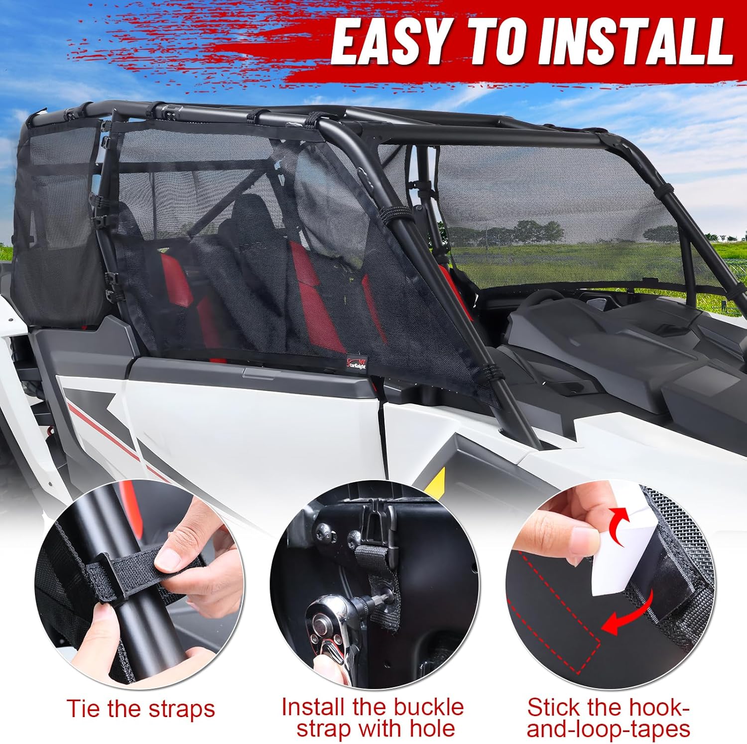 4 Seater Side Windshield For 2024-25 Polaris RZR XP 4 1000 Mesh