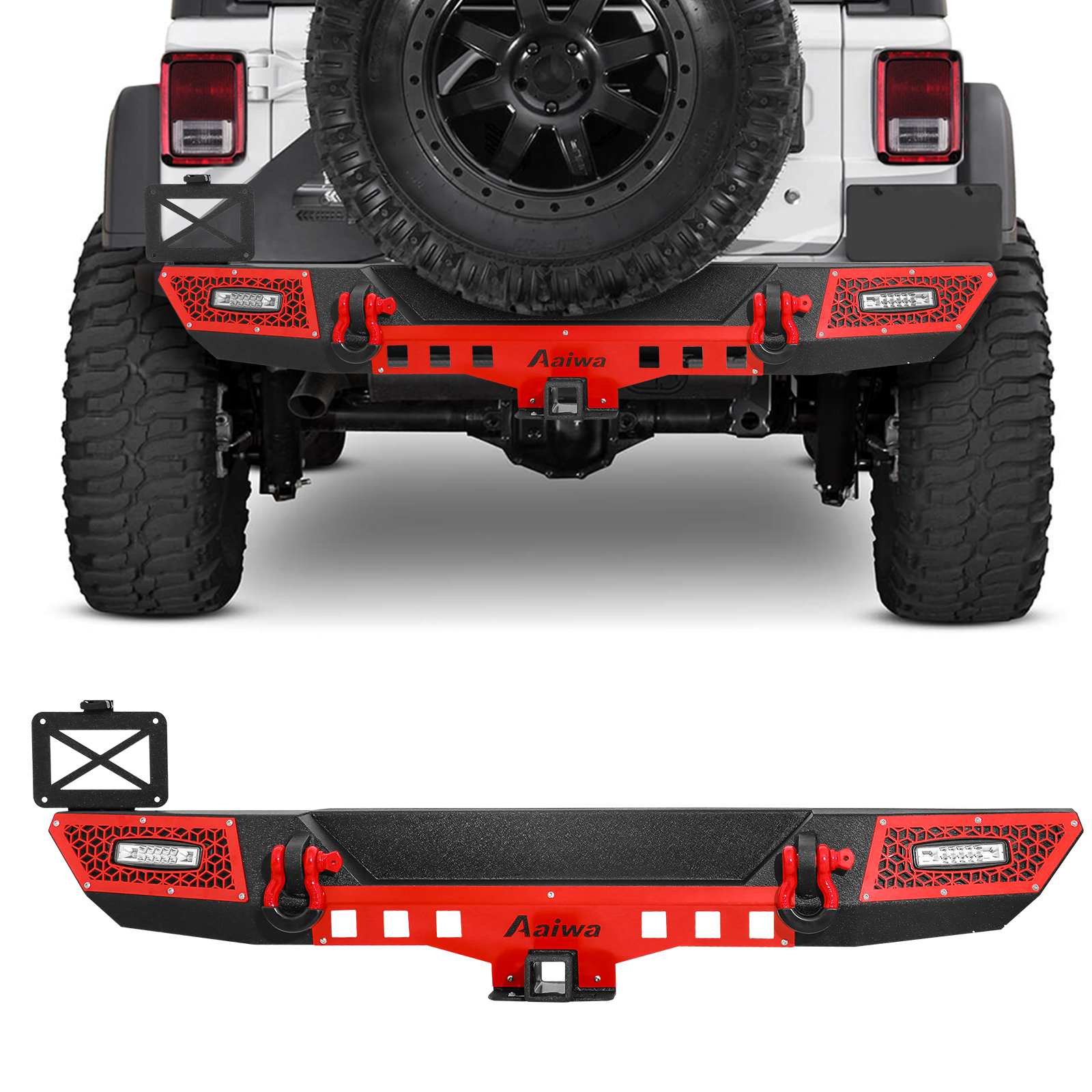 Textured Black Steel Rear Bumper With LED Lights For 2007-2017 Jeep Wrangler JK/JKU – Direct Fit, No Drilling