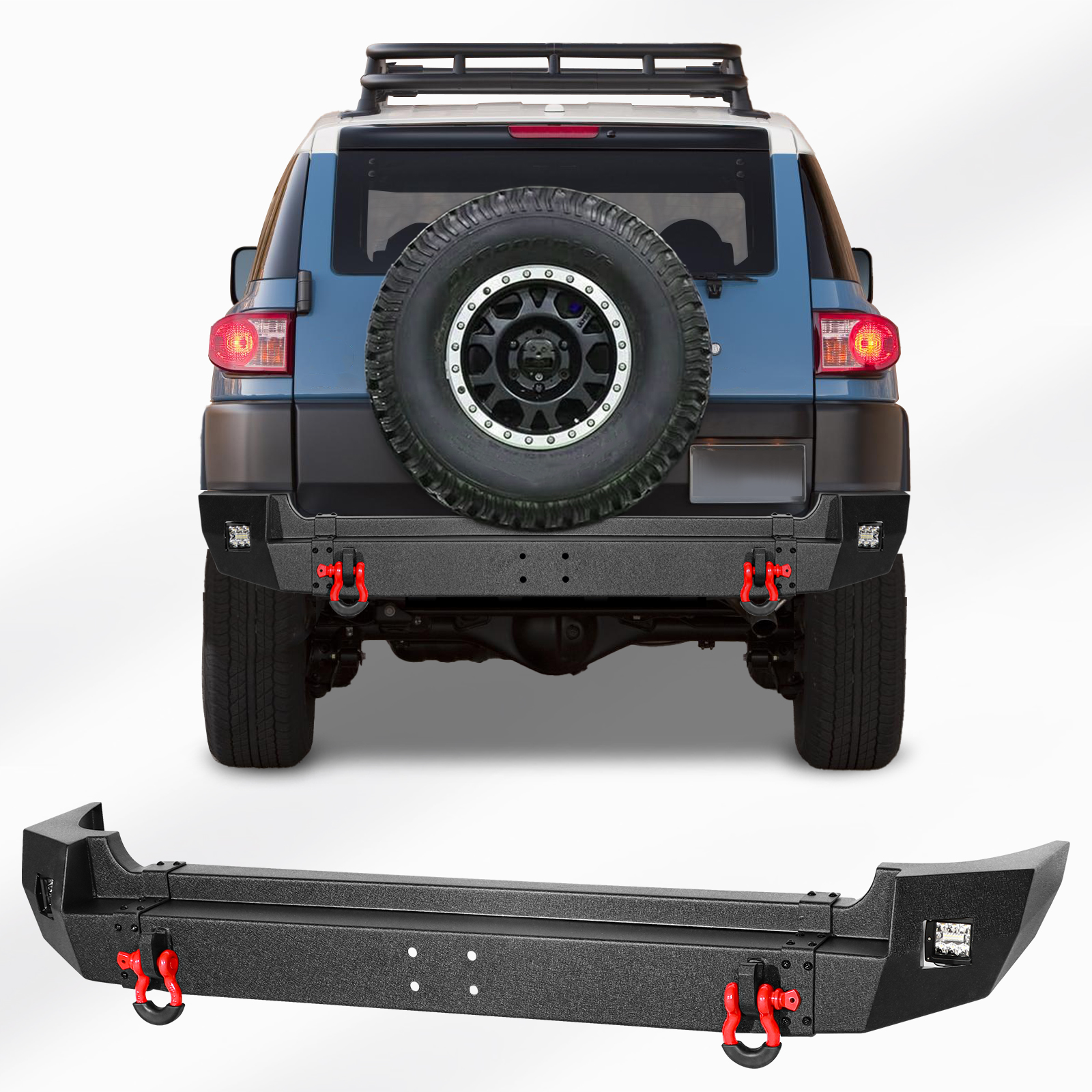 For 2007-2014 Toyota FJ Cruiser Steel Rear Bumper With LED