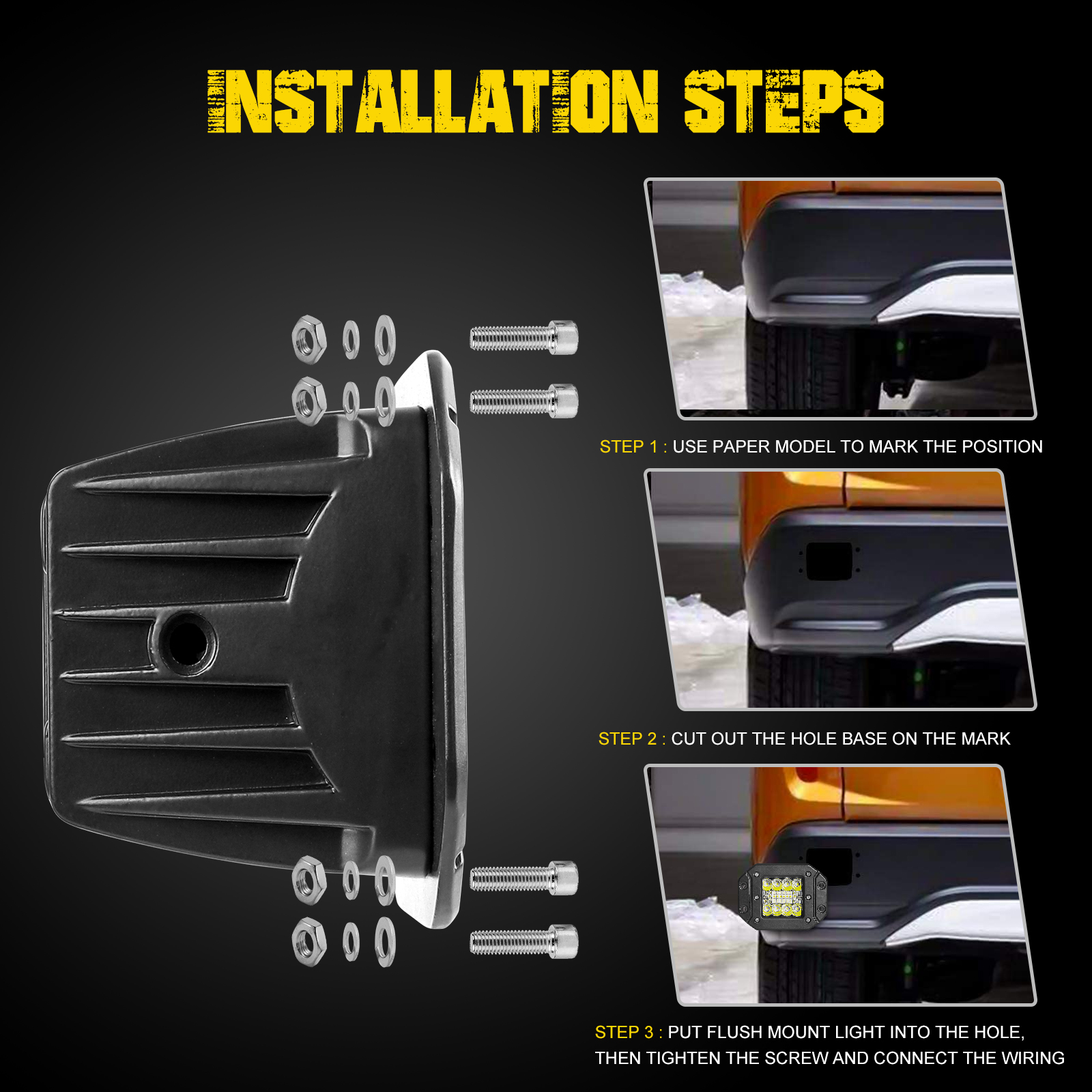 2X 5" LED Flush Mount Work Light Bar - Spot Flood Combo Beam For Offroad Bumper, Truck, SUV (24W, 8400LM, IP68)