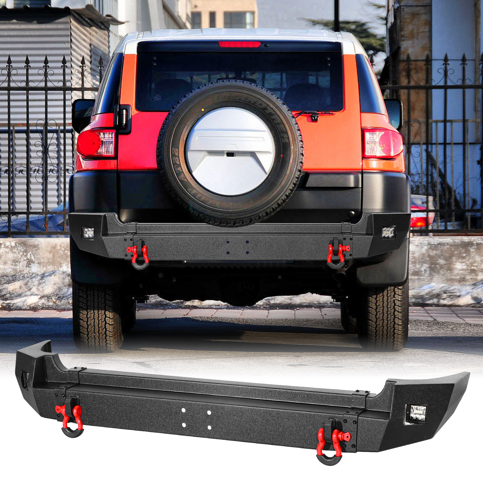 For 2007-2014 Toyota FJ Cruiser Steel Rear Bumper W/LED
