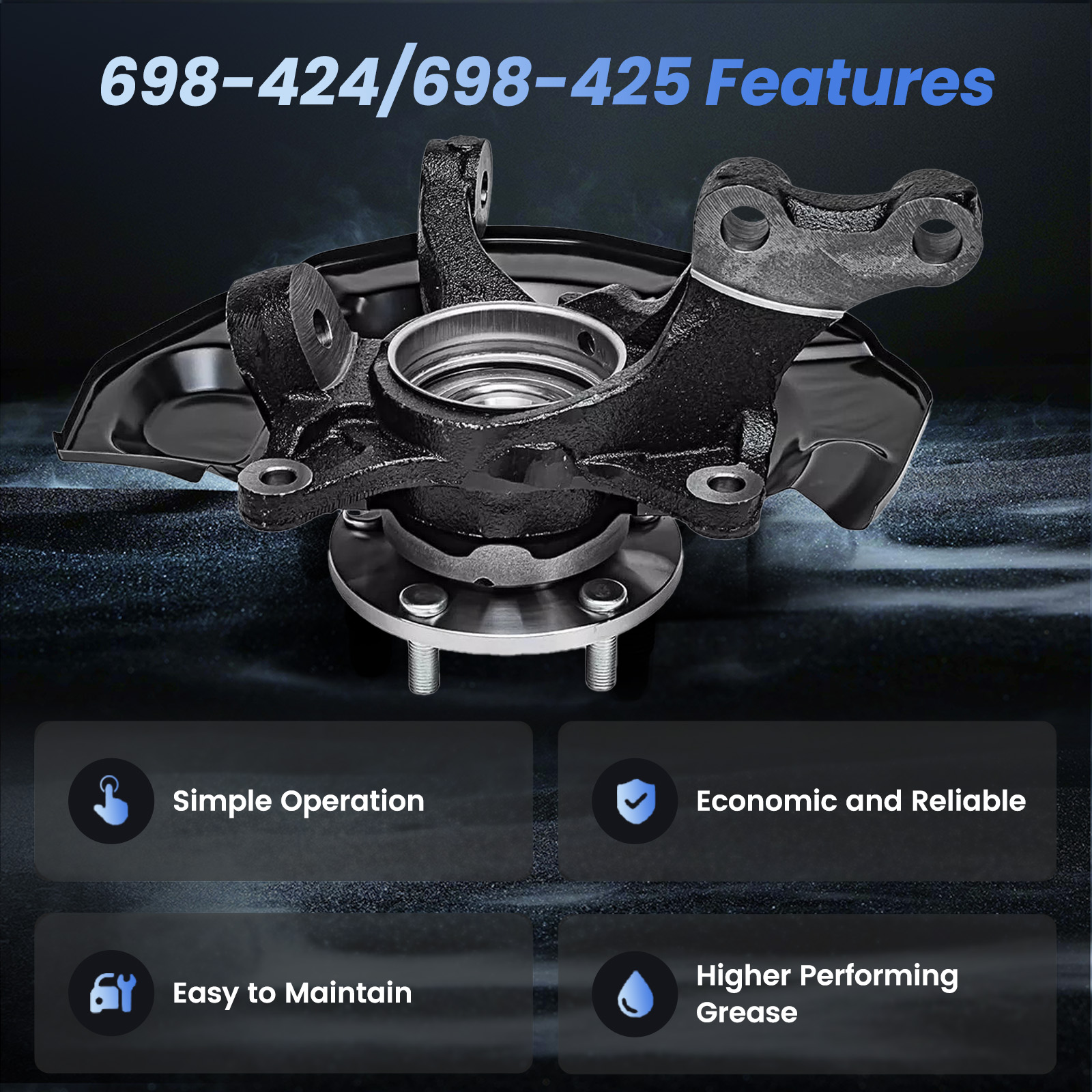 TRQ Complete Wheel Hub Bearing & Steering Knuckle Assembly LH For - View #4